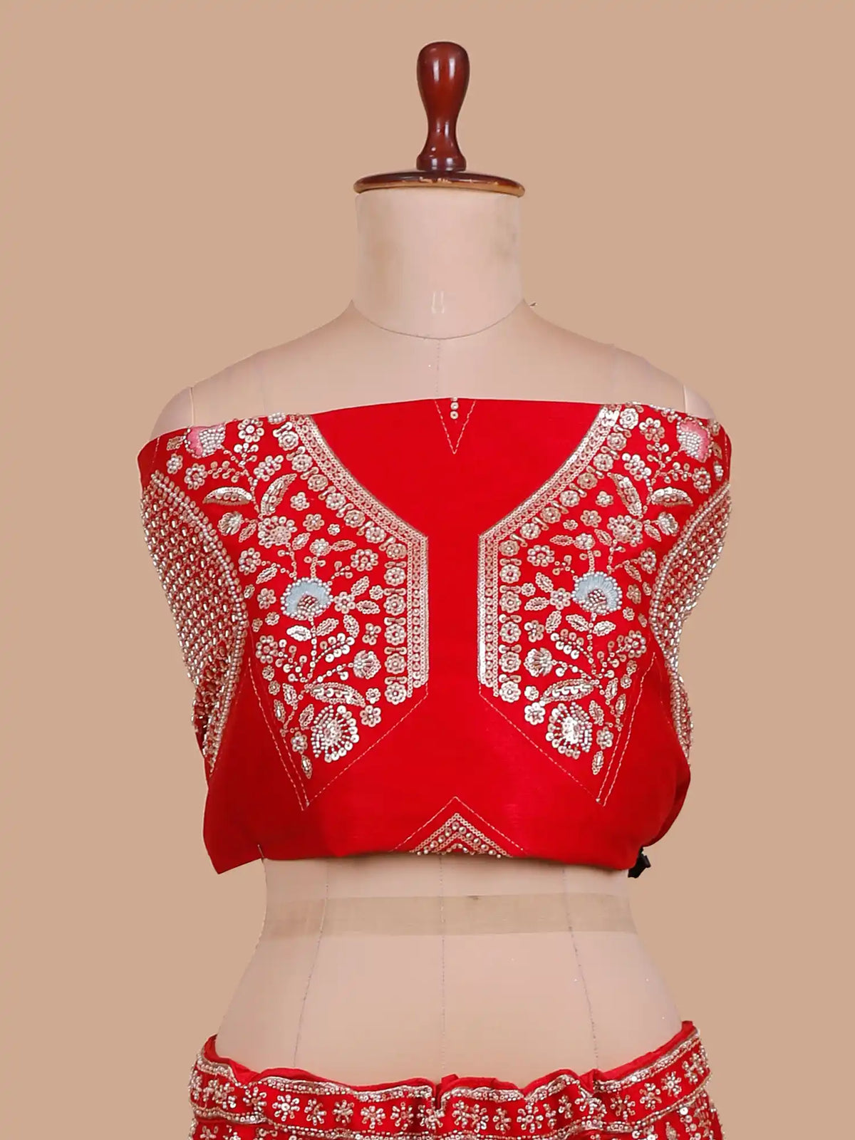 Grand Red Silk Wedding Lehenga with Peacock Embroidery and Stone Work