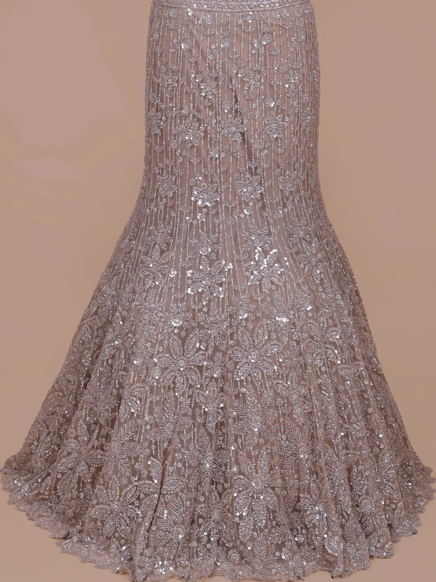 Luxury Champagne Mermaid Lehenga Featuring Elegant Handwork