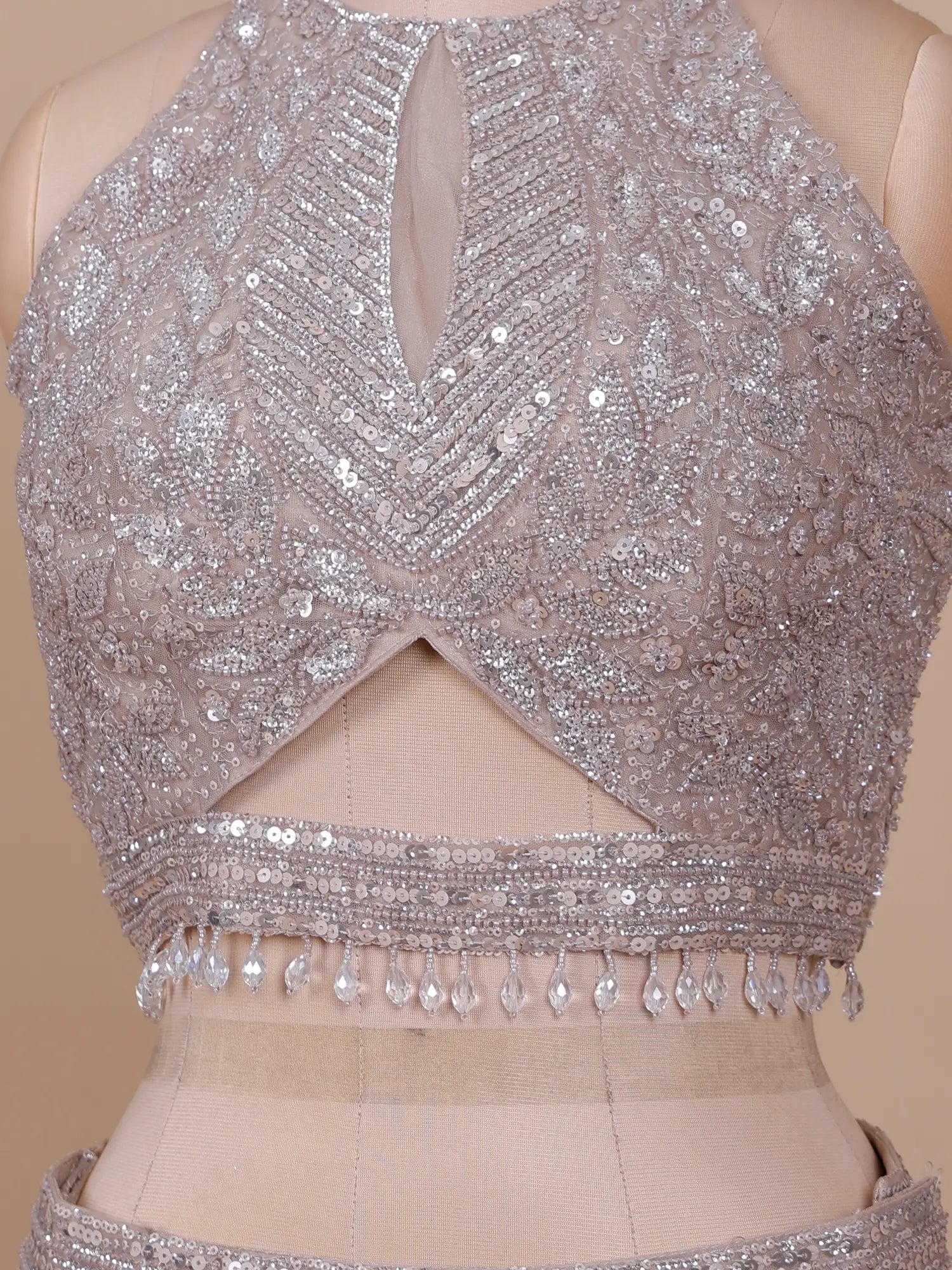 Champagne Mermaid Couture Lehenga With Elegant Handwork