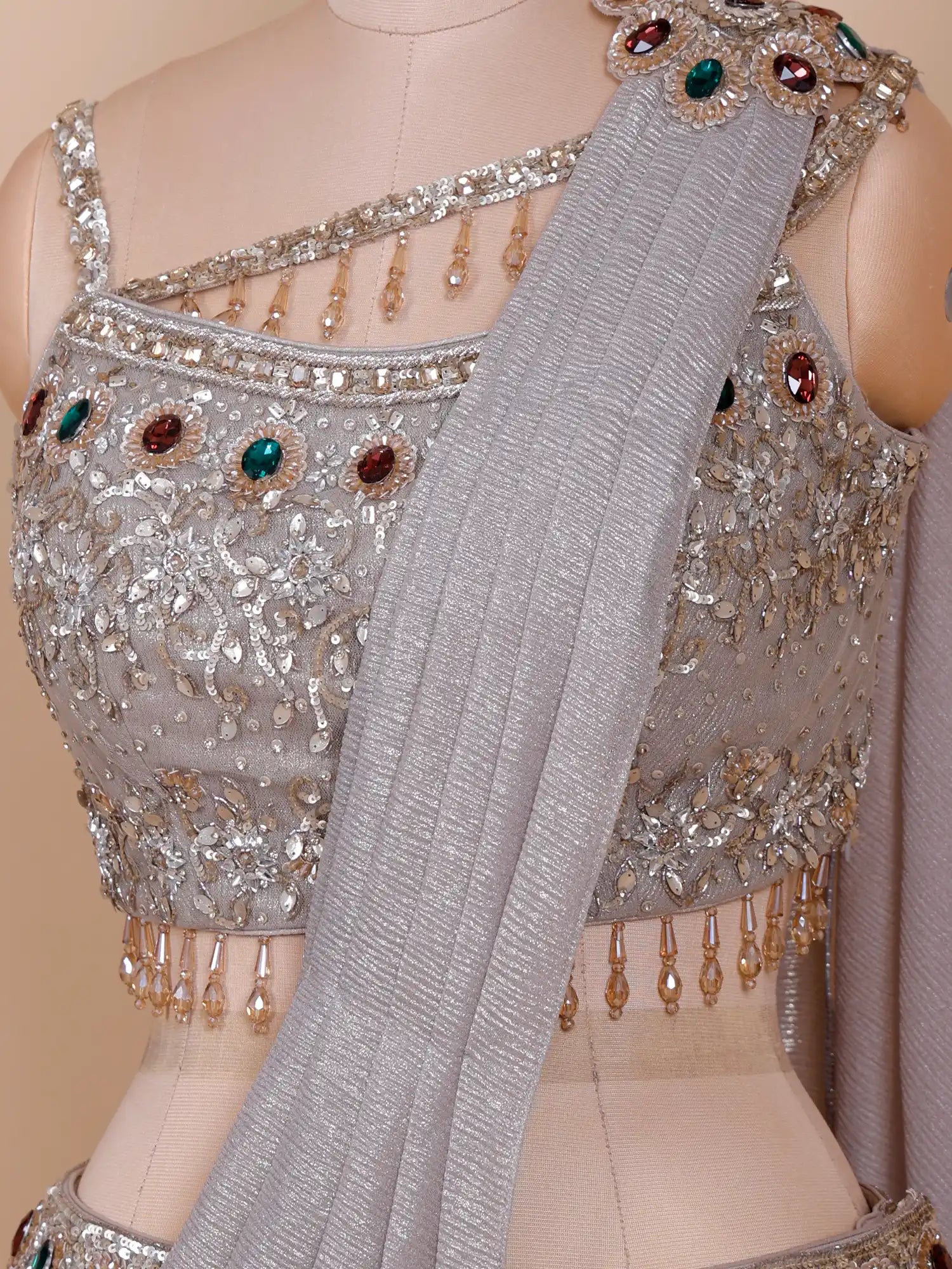 Royal Grey Imported Mermaid Lehenga With Couture Glamour