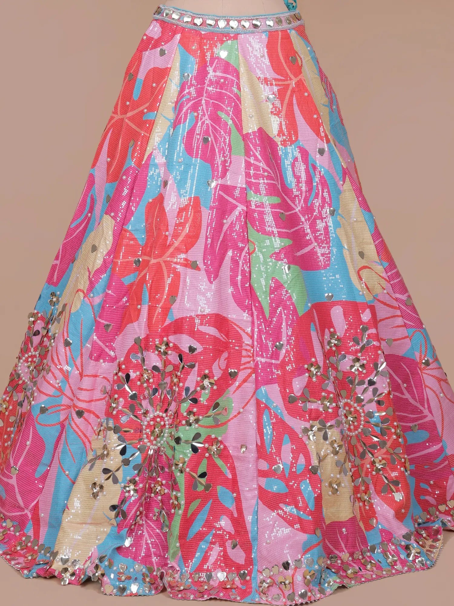 Explore Multi Color Imported Lehenga Online With Elegant Pearl Work