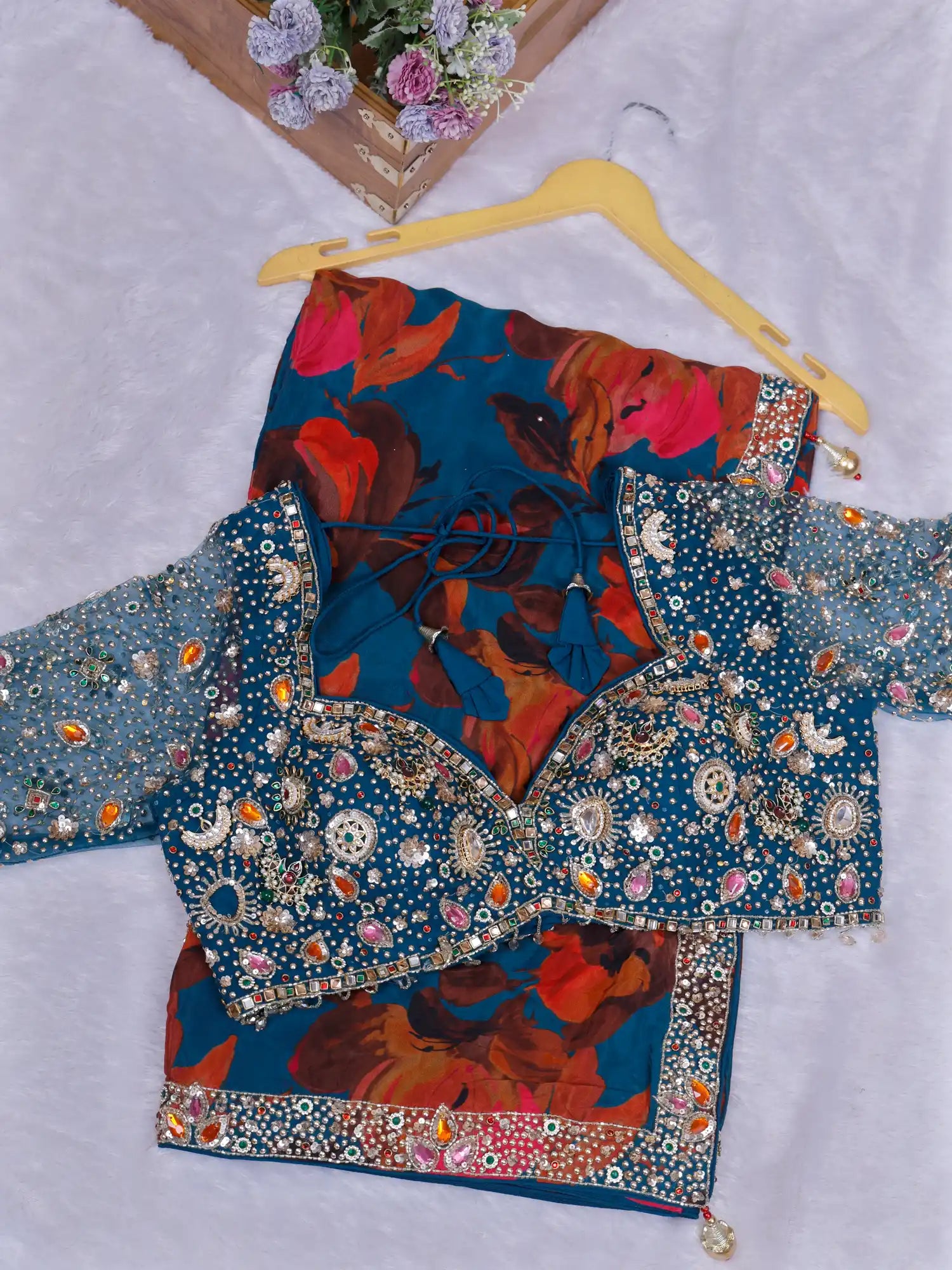 Heritage Peacock Blue Saree With Elegant Luxury Finish