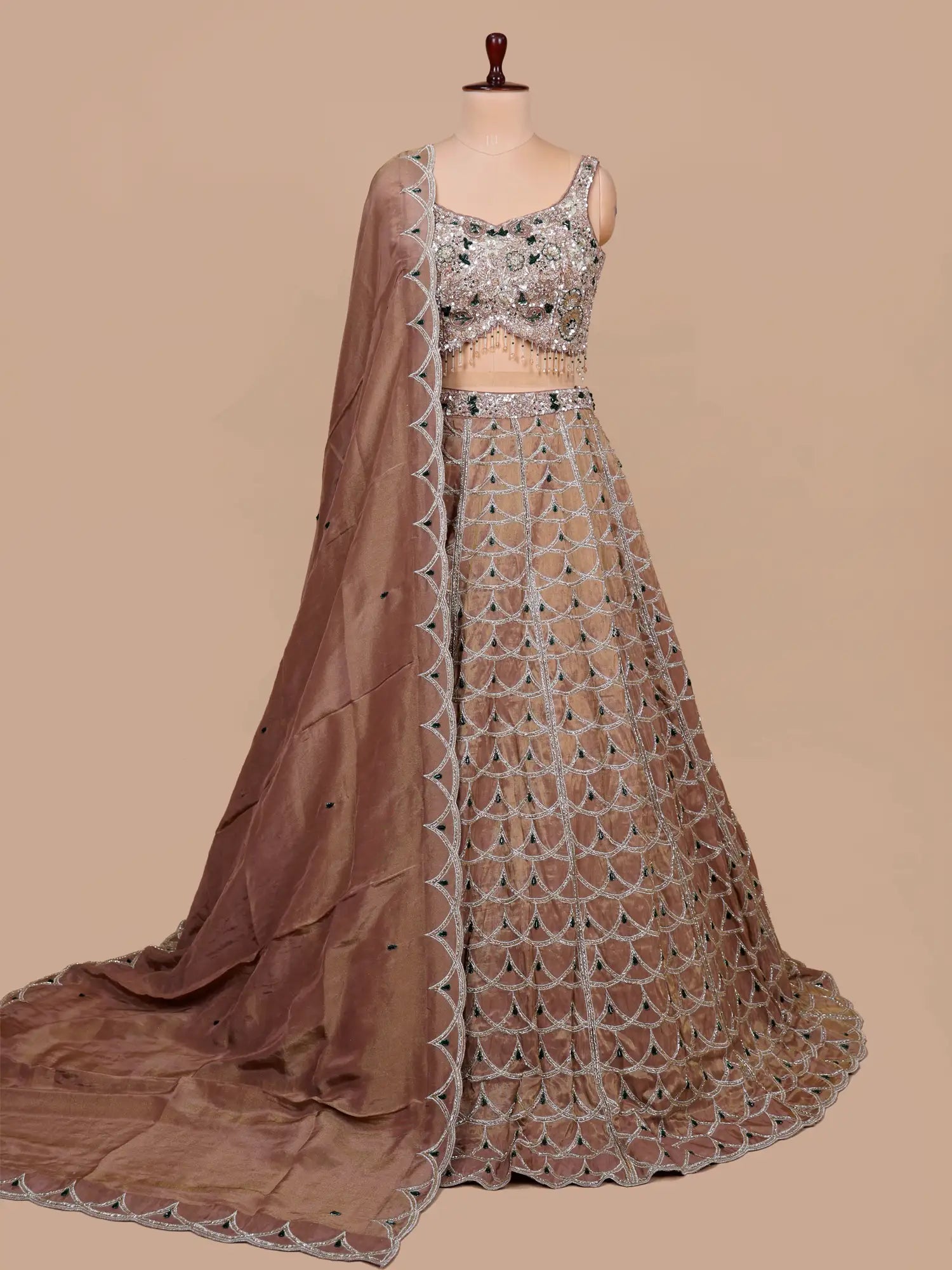 Luxury Premium Copper Shimmer Lehenga Choli Zardosi Work