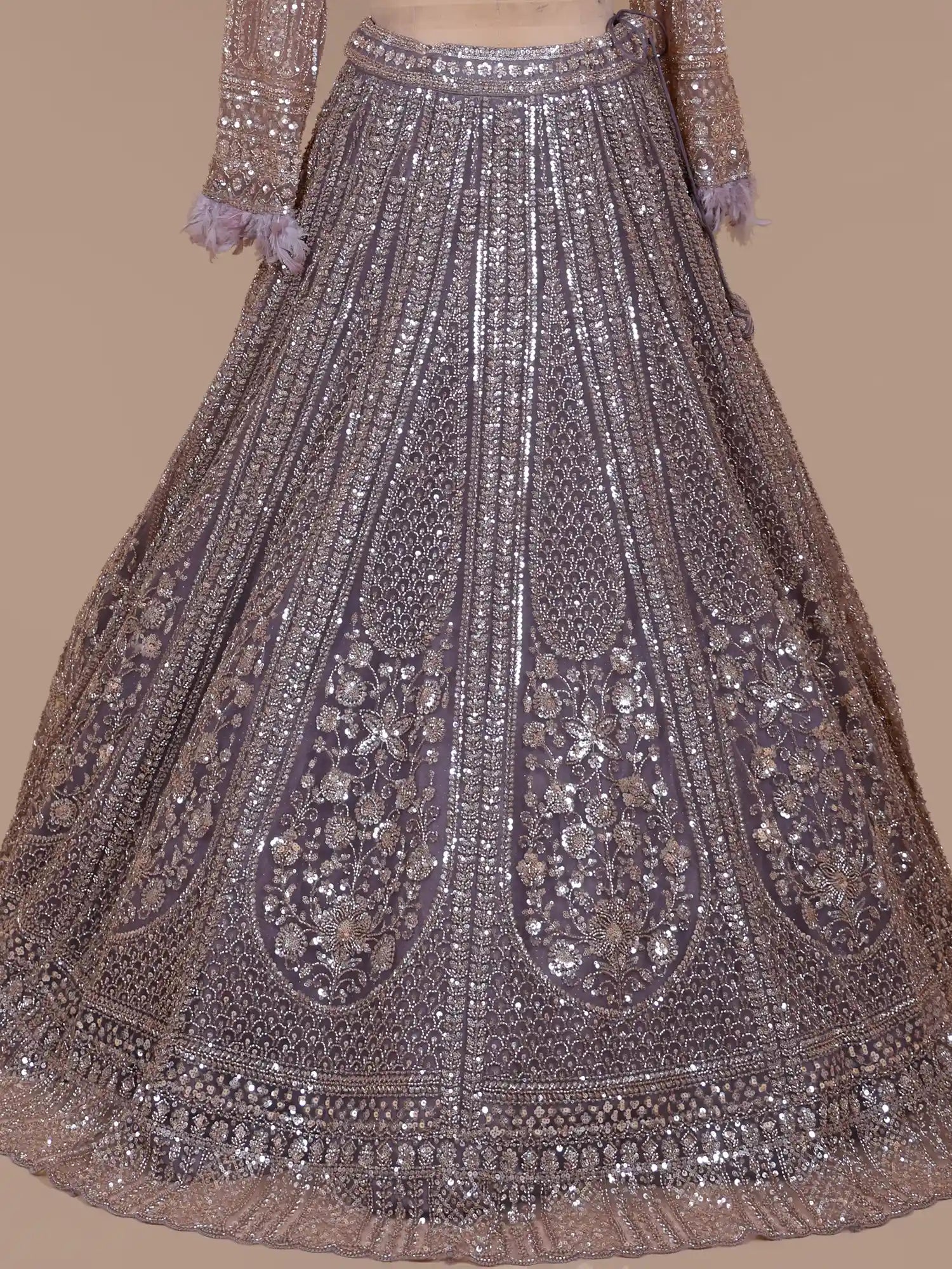 Trending Lavender Lehenga With Designer Sequins Work For Weddings