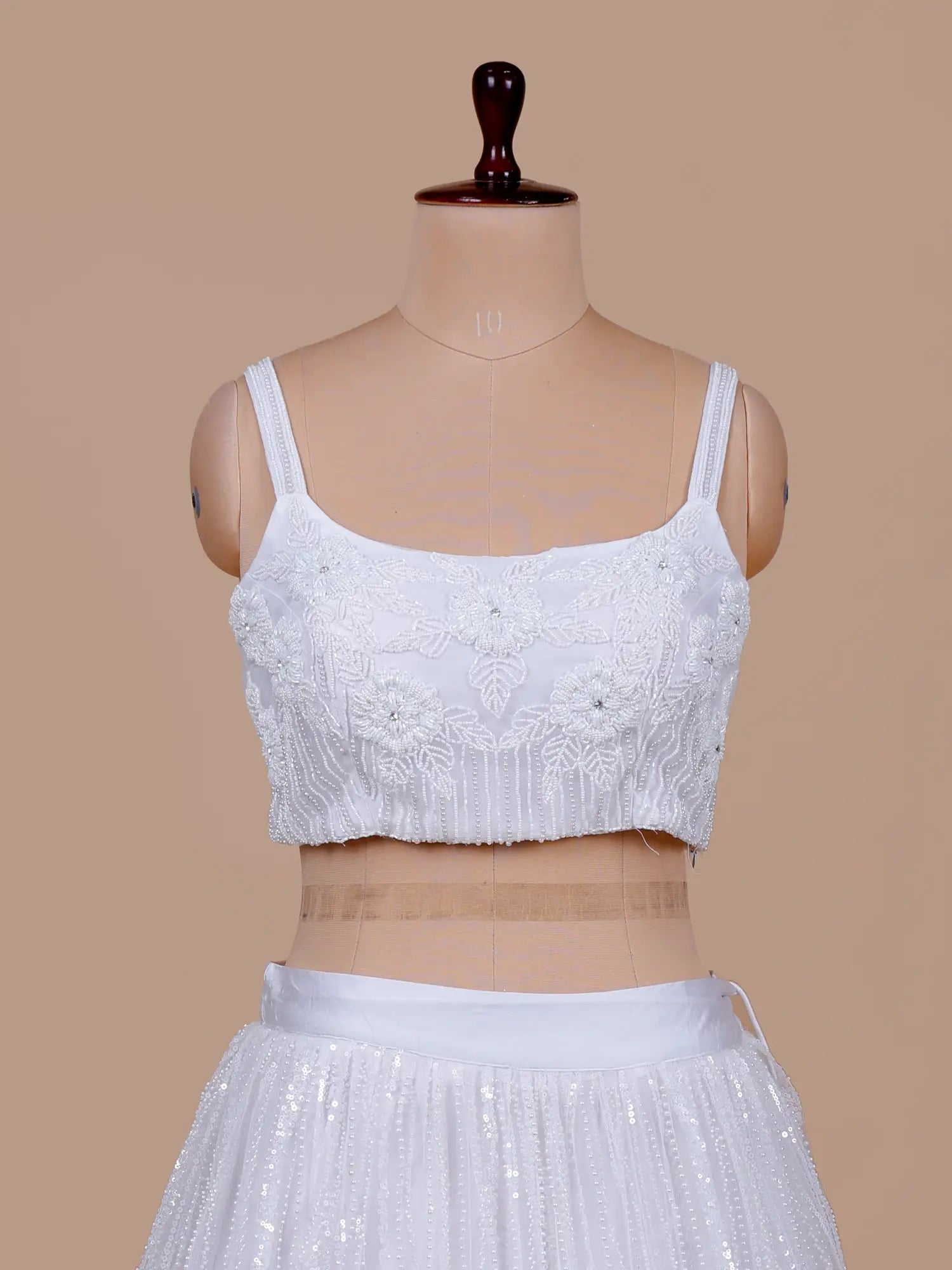Celebrity Inspired Designer White Net Lehenga With Pearl Work