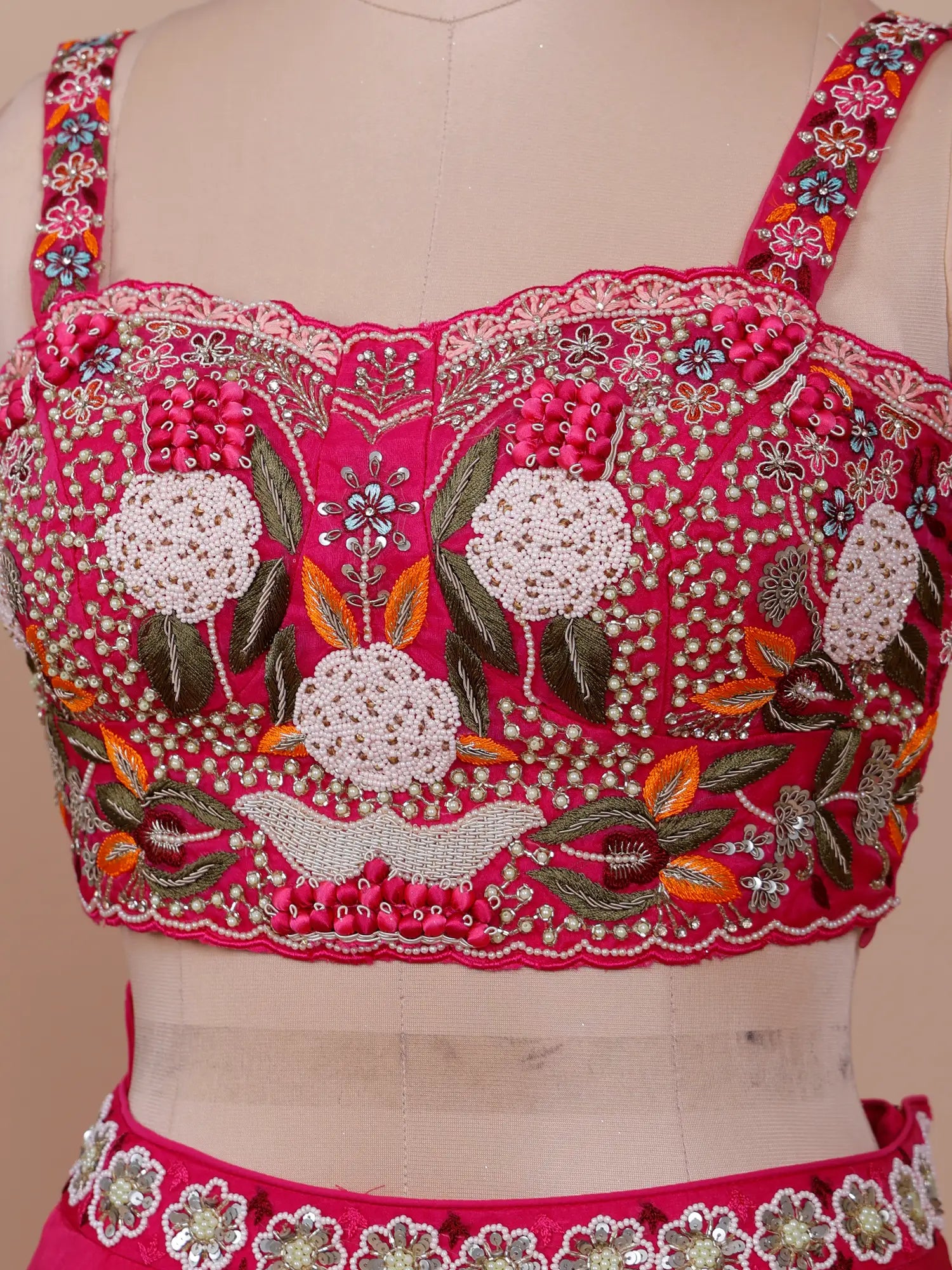 Premium Rani Pink Georgette Lehenga Choli With Sequins Embroidery Work Online