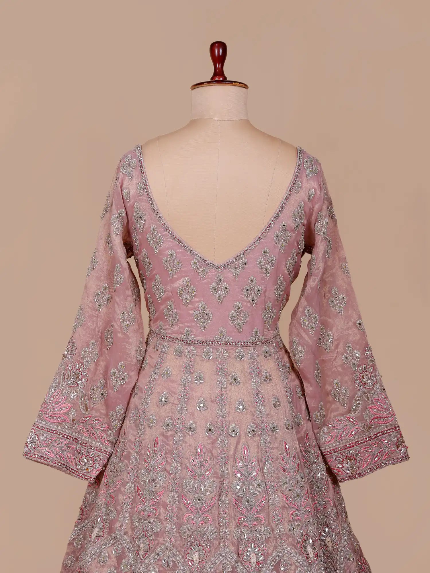 Buy Light Pink Indo Western Long Lehenga Crafted In Shimmer Silk