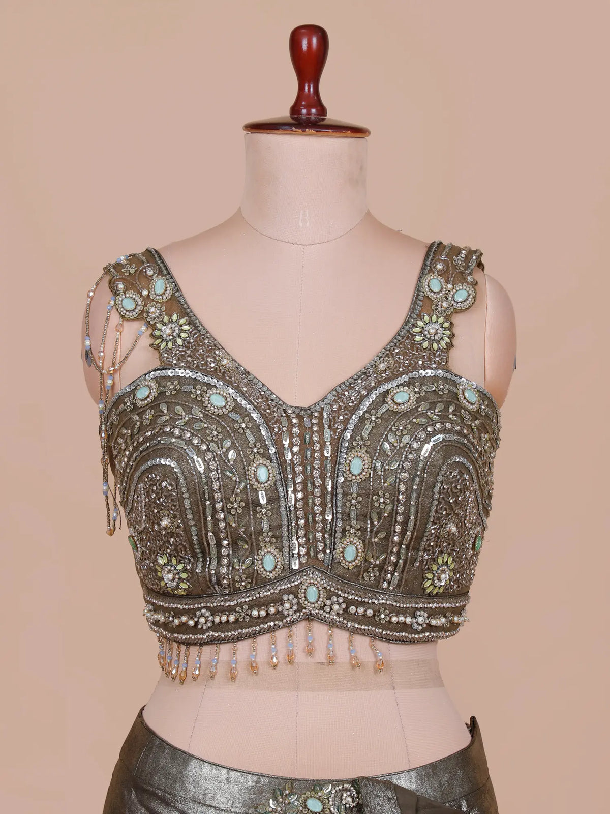 Stylish New Arrival Mehendi Green Imported Pre Draped Saree With Stone Work