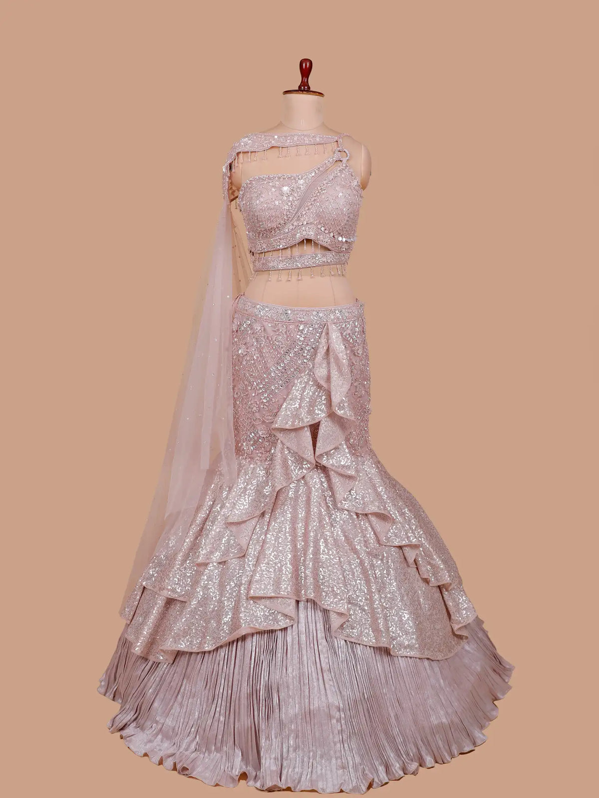 Imported Light Pink Mermaid Lehenga Wholesale Set