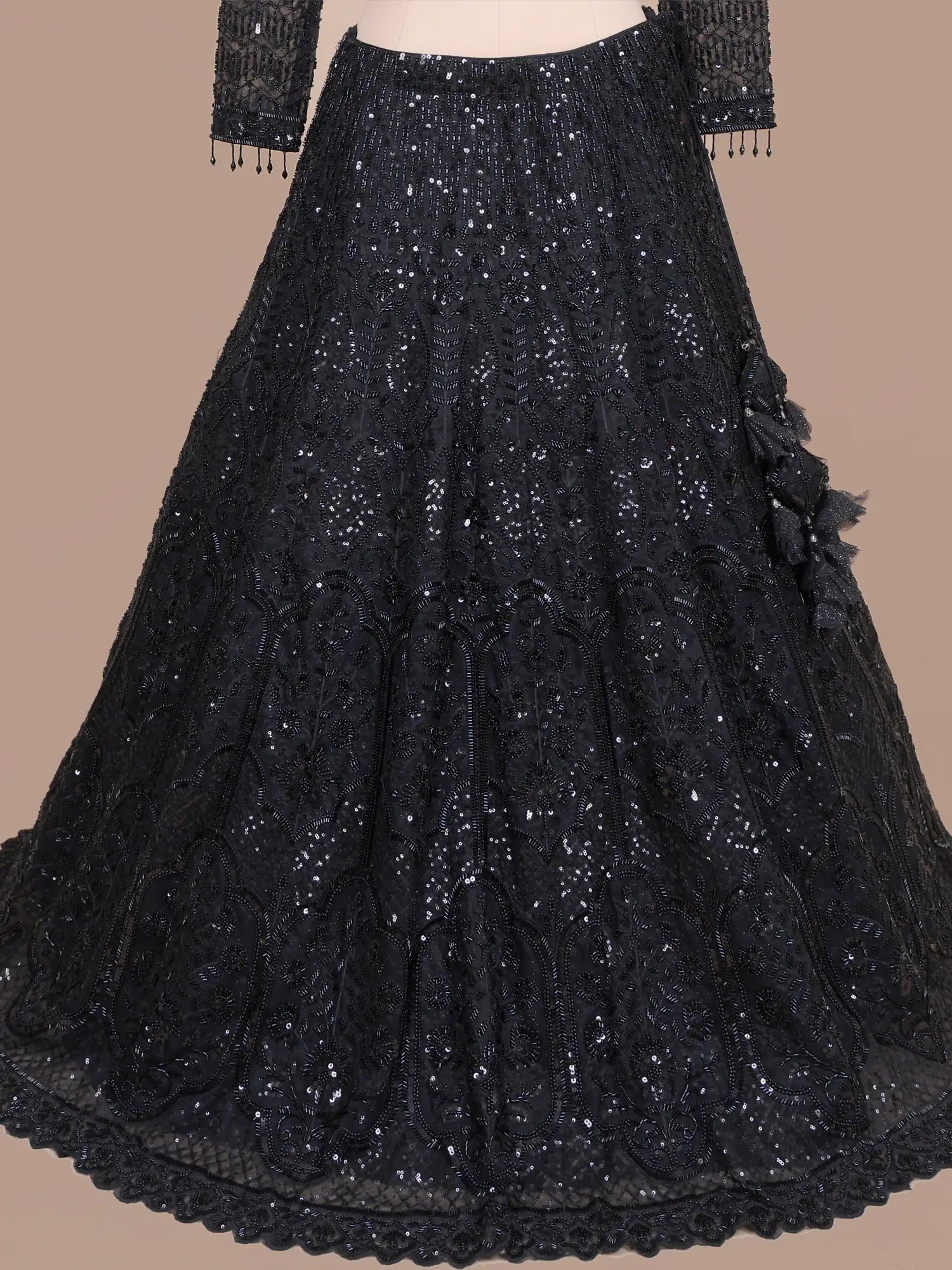 Royal Black Net Lehenga Choli with Luxury Designer Embroidery and Detailing