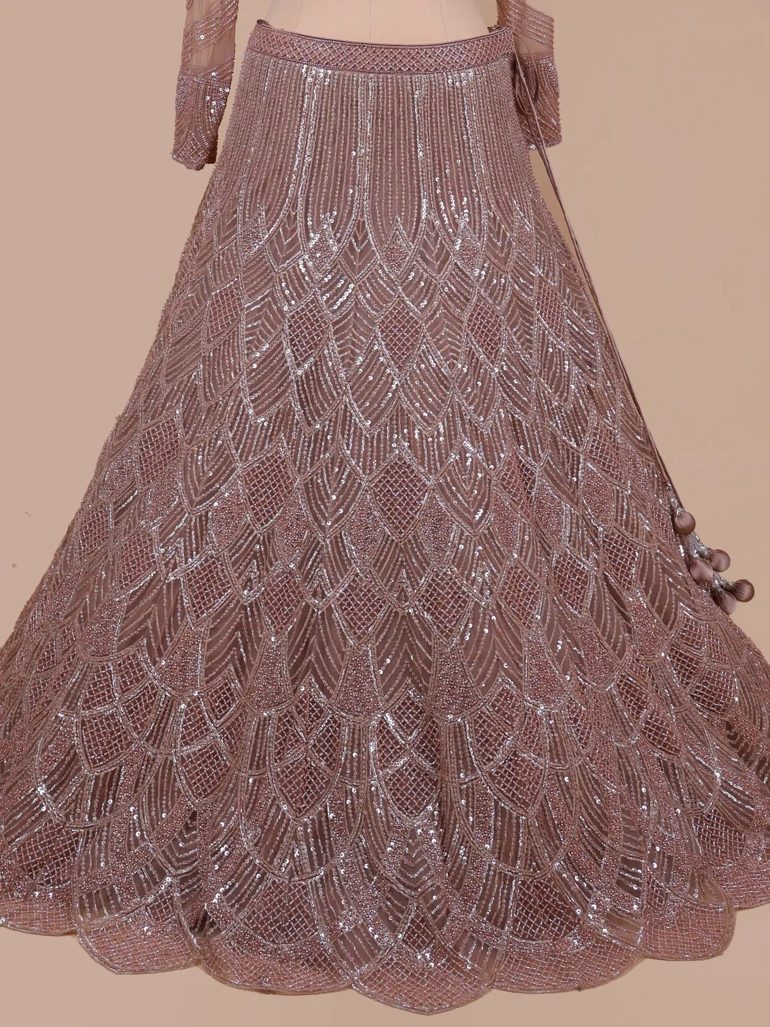 Stylish Rose Pink Designer Net Lehenga Choli With Beads Work