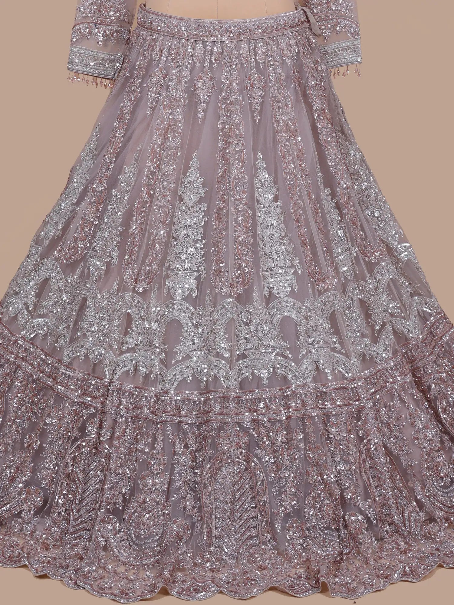 Luxury Party Wear Onion Pink Net Lehenga With Diamond Work