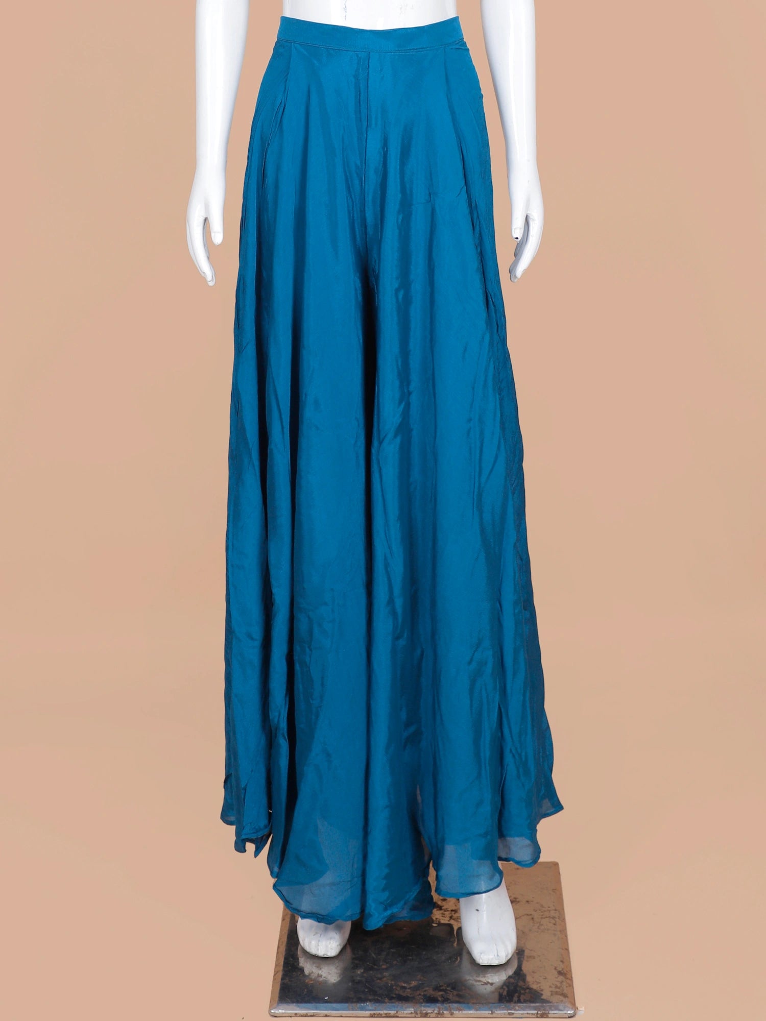 Choose Blue Chinon Indo Western Palazzo Suit Showcasing Designer Shrug