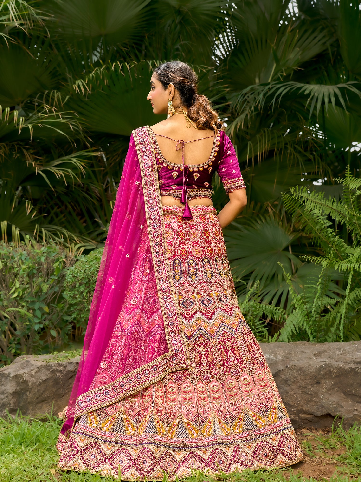 Premium Multi Color Velvet Lehenga With Sequins And Jarkan Embellishments