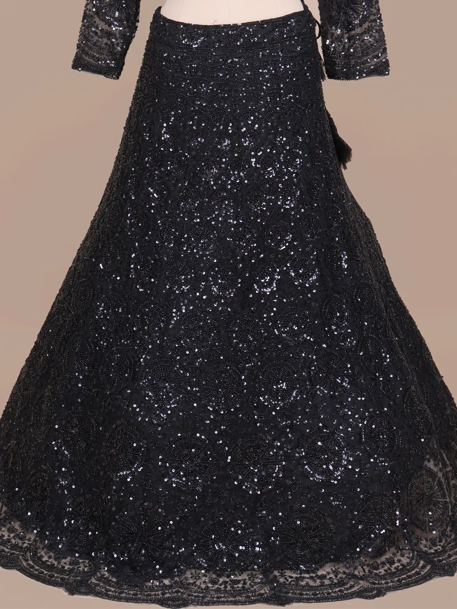 Buy Black Net Lehenga with Sequins Work for Party Wear at Special Price