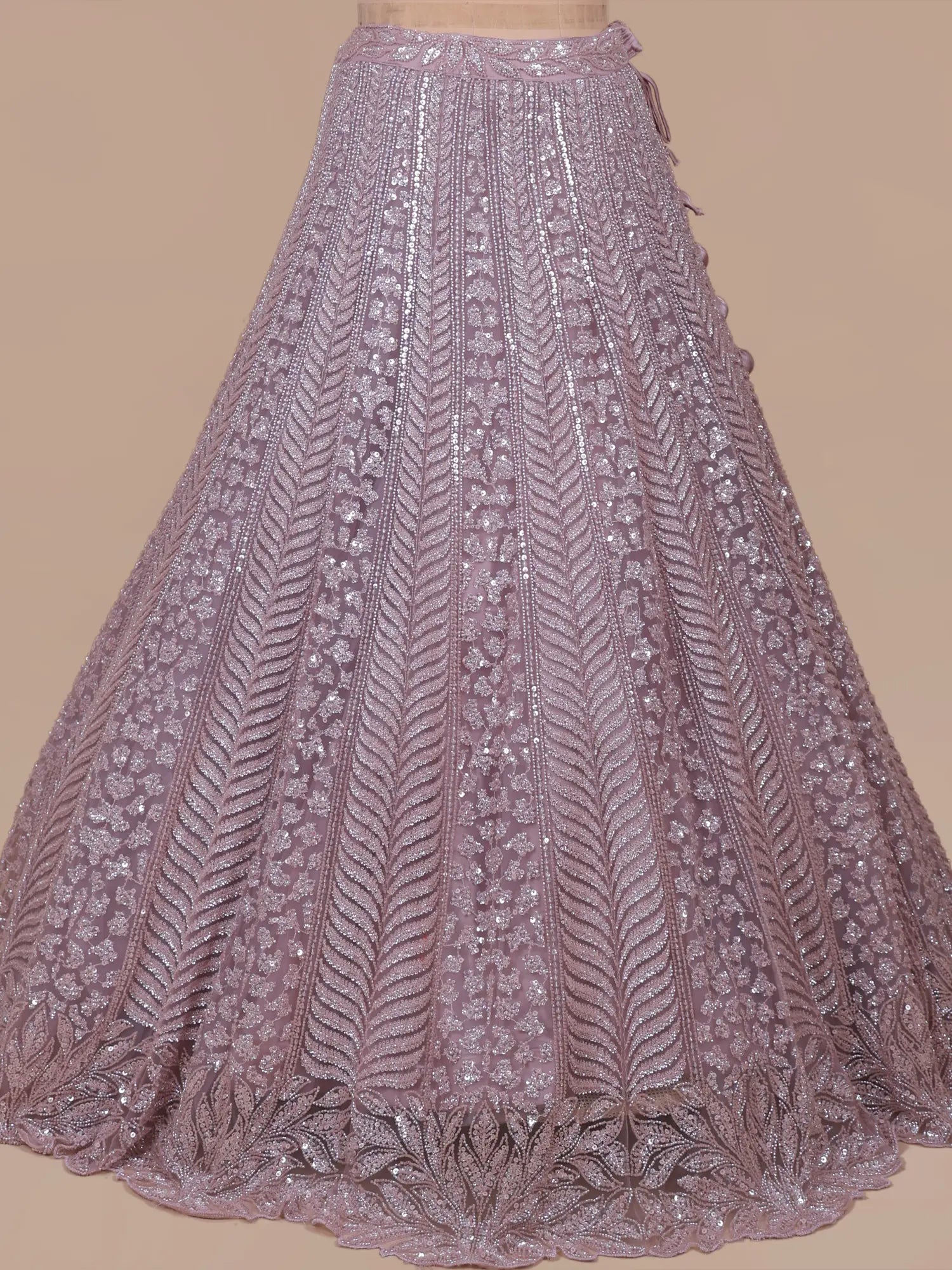 Buy Lavender Designer Net Lehenga Online With Beads Sequins
