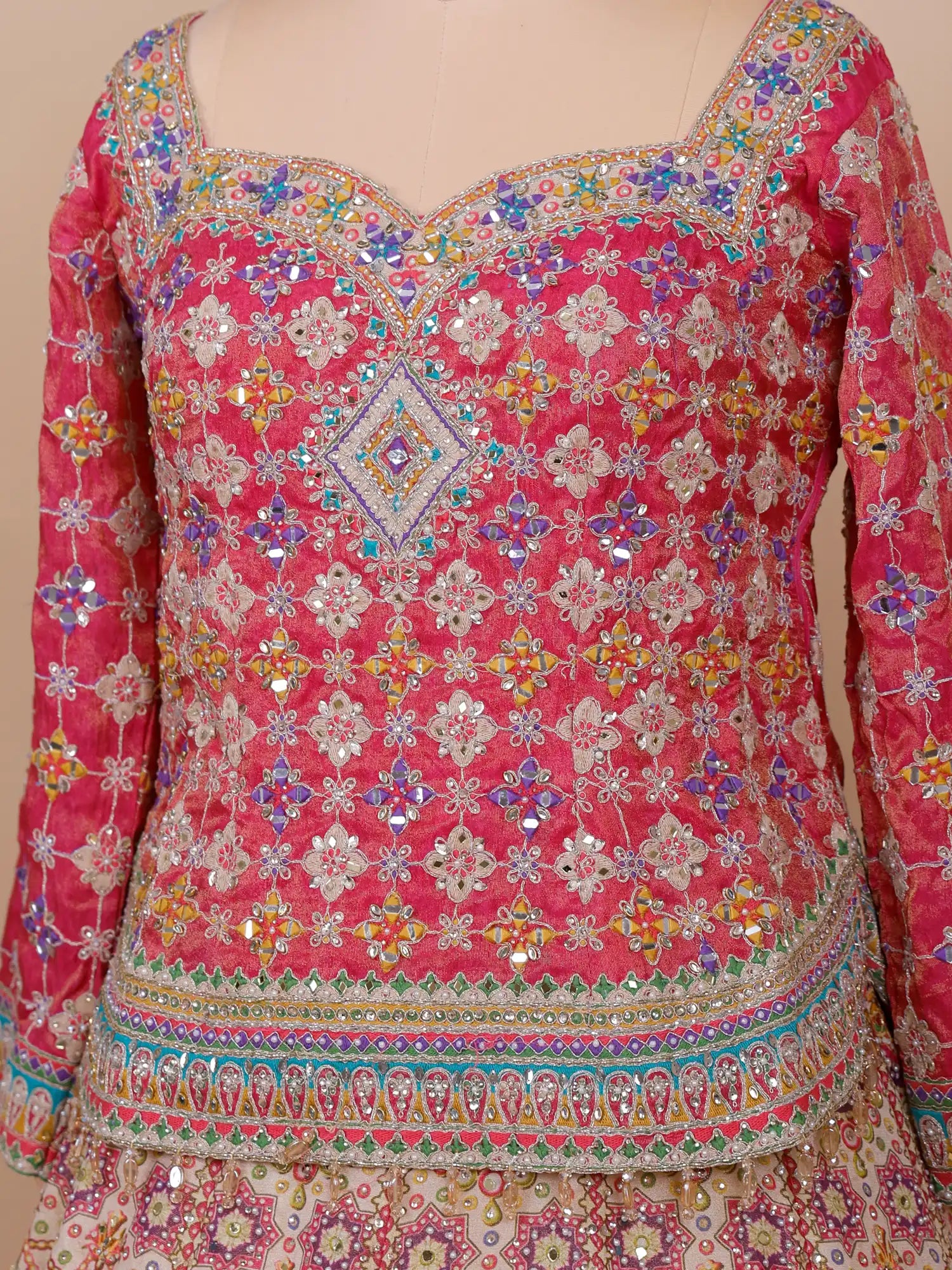 Buy Designer Multi Color Silk Lehenga Choli Online India