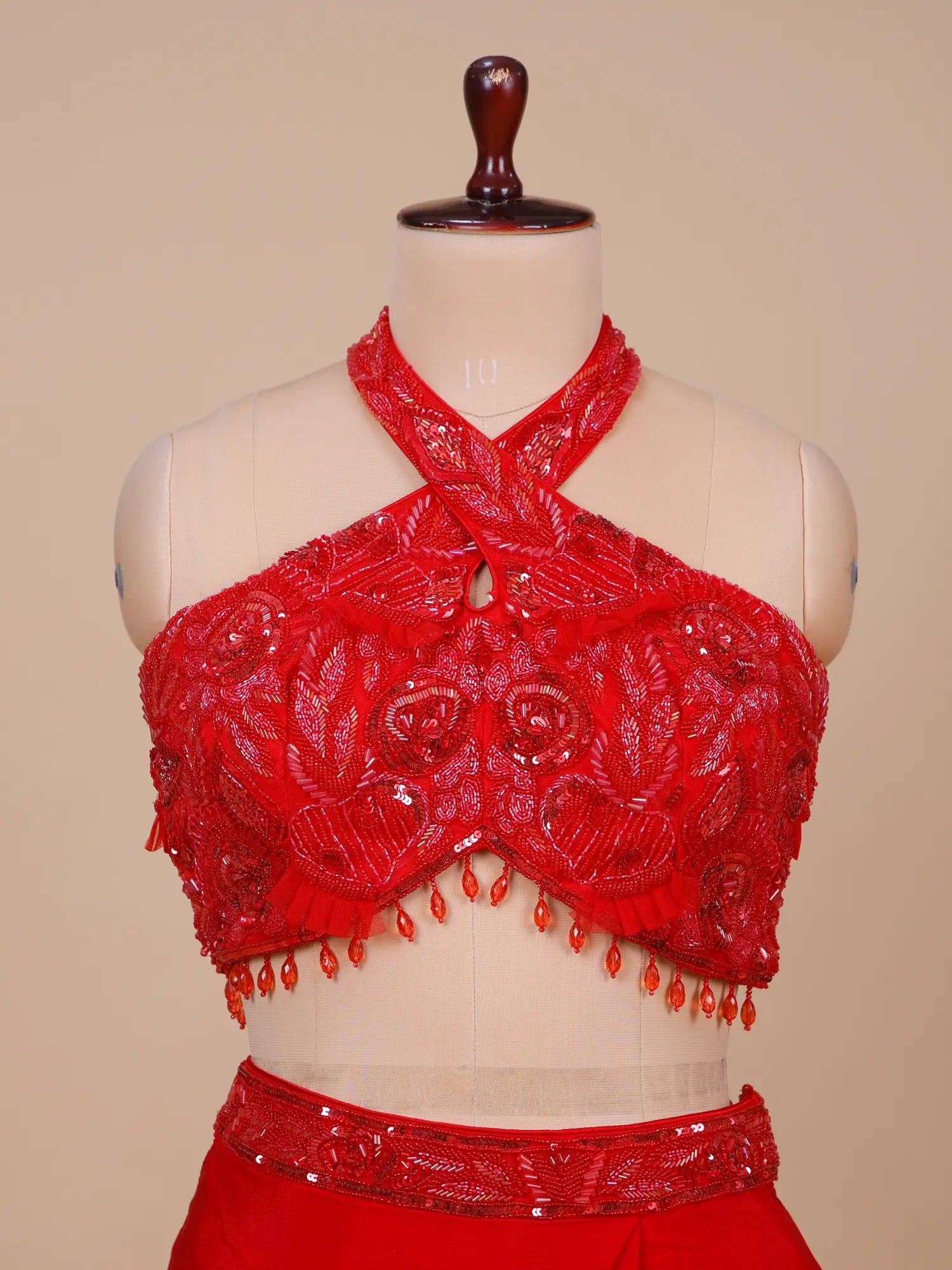 Red Party Wear Georgette Saree Cut Dana Sequins Design