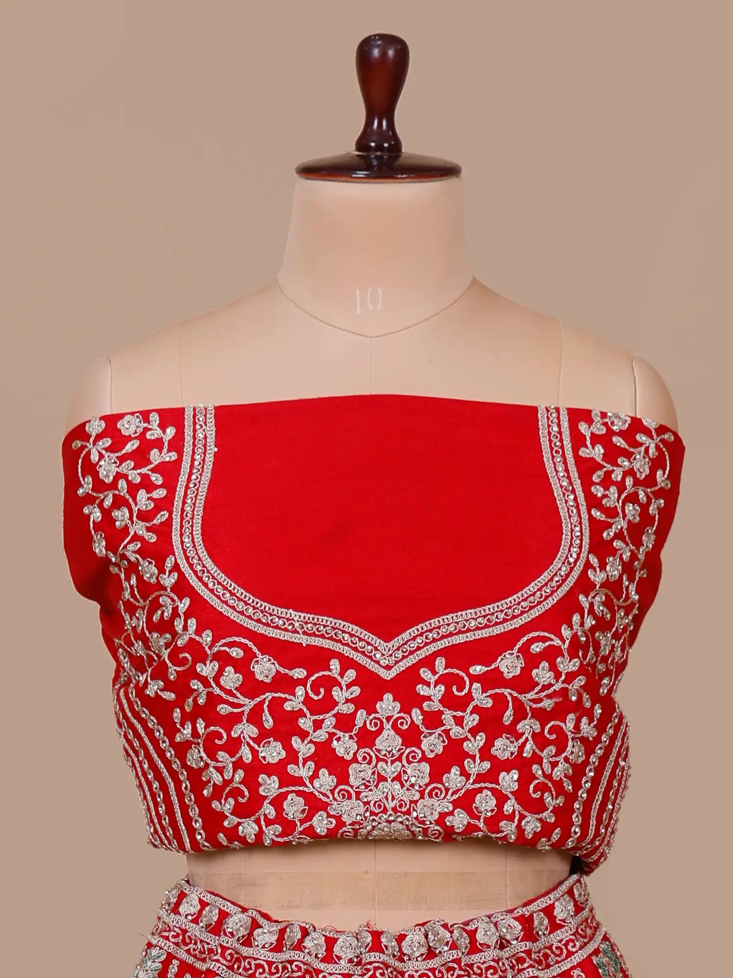 Get Trending Red Raw Silk Wedding Lehenga Multi Thread Diamond Work