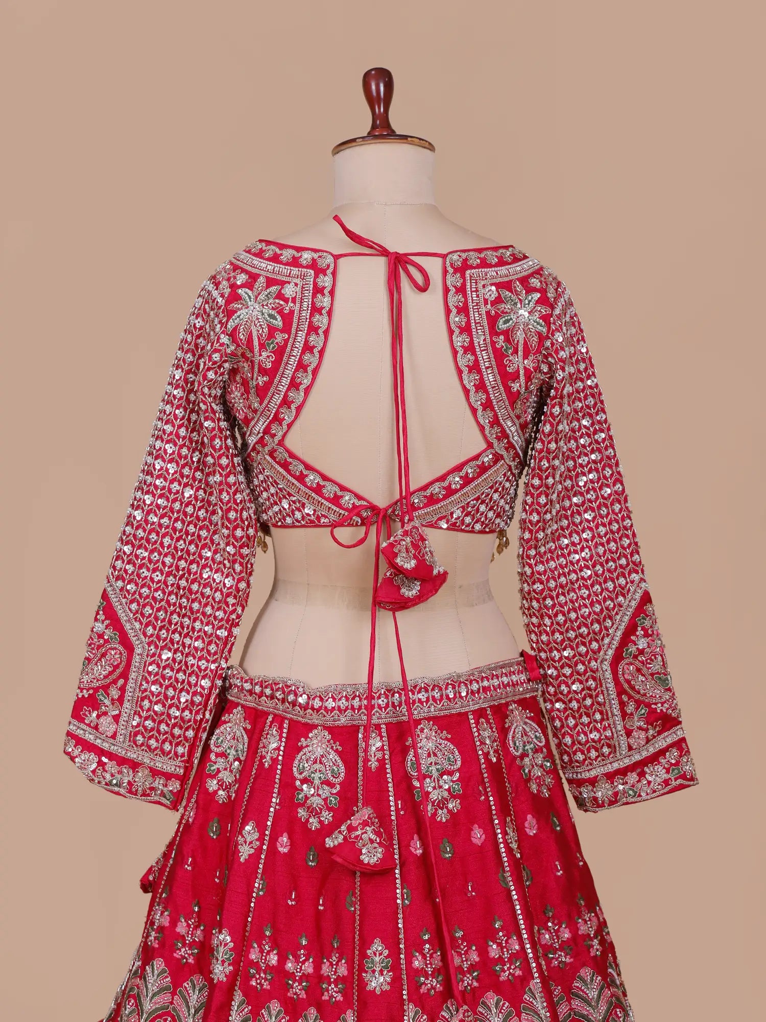 Royal Red Raw Silk Lehenga Choli With Rich Handwork