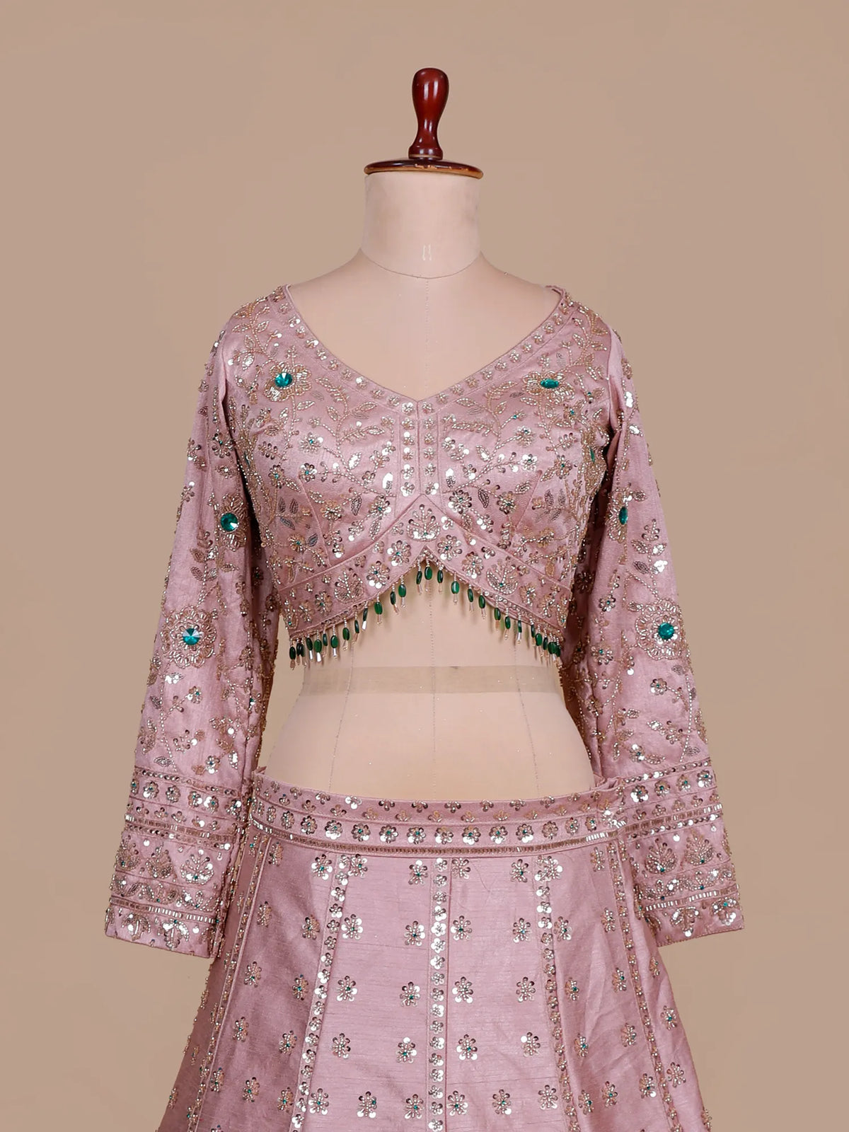 Buy Light Pink Silk Designer Lehenga Choli With Beads And Stone Detailing