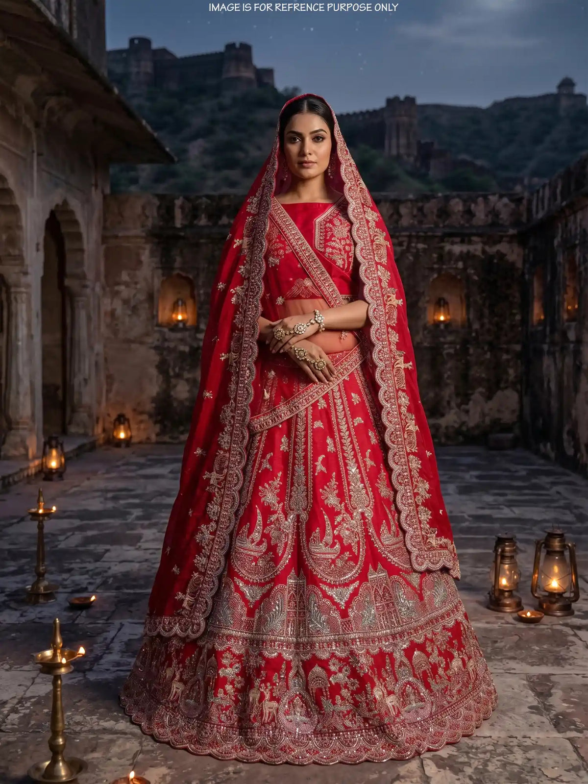 Luxurious Rani Pink Bridal Lehenga Showcasing Royal Palace Embroidery