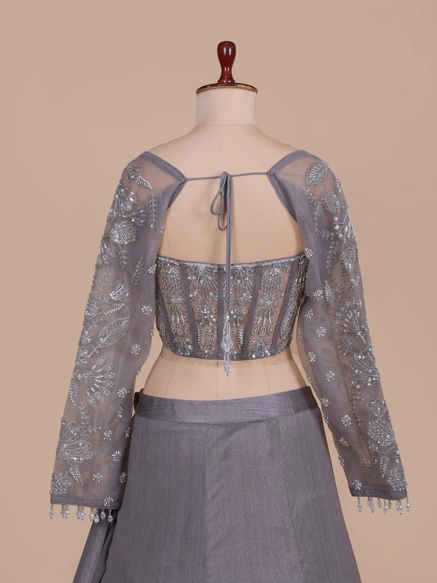 Buy Luxury Metallic Grey Mermaid Style Lehenga With Designer Glam