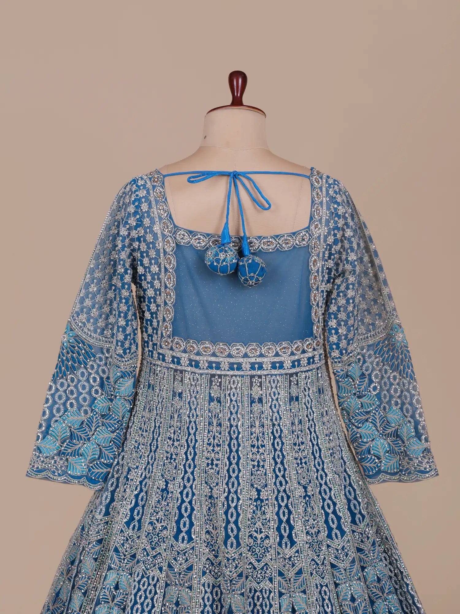 Shop Lavish Blue Indo Western Lehenga With Rich Handwork