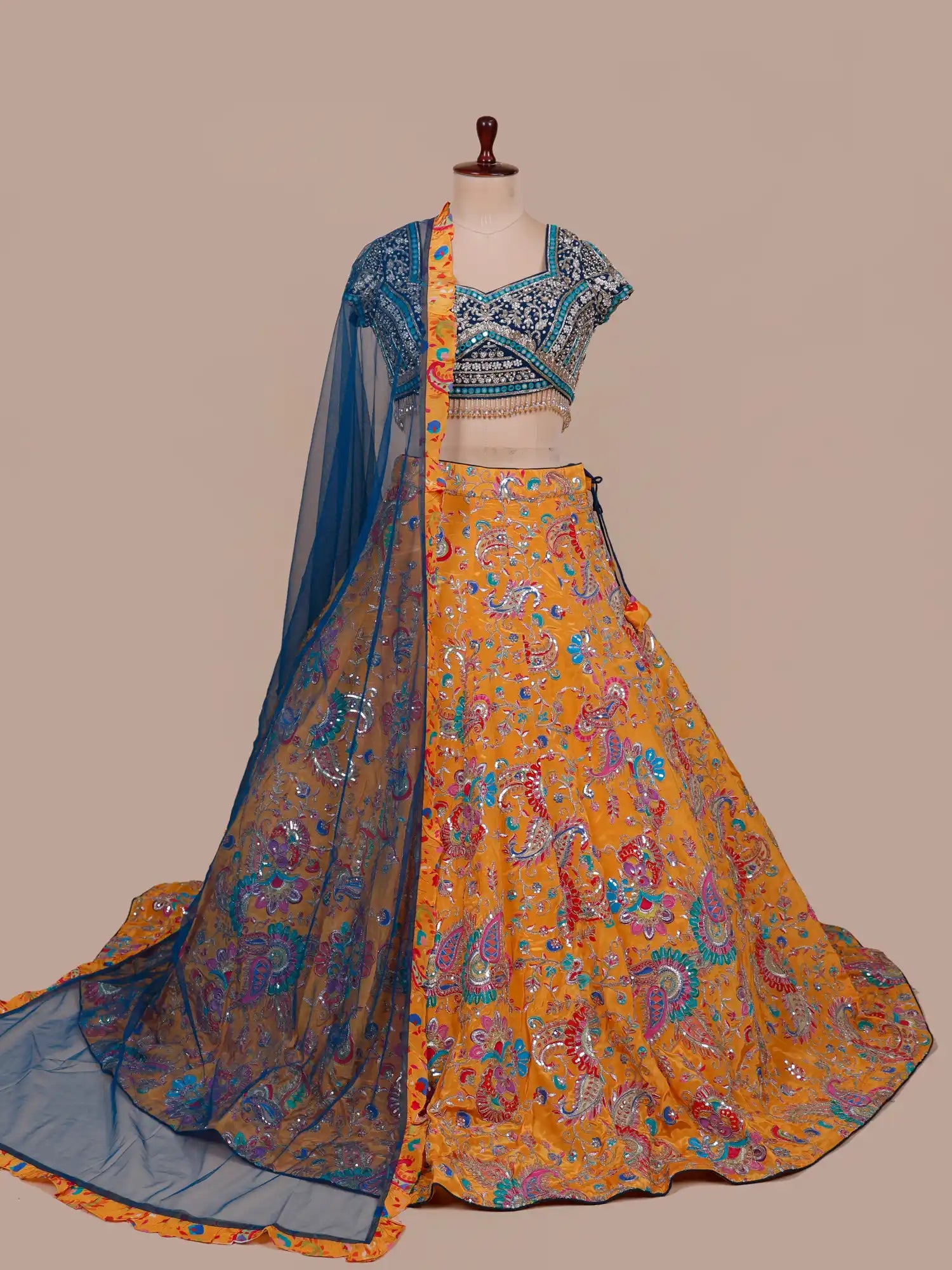Buy Majestic Dual Tone Lehenga With Luxury Mirror Zardosi Work