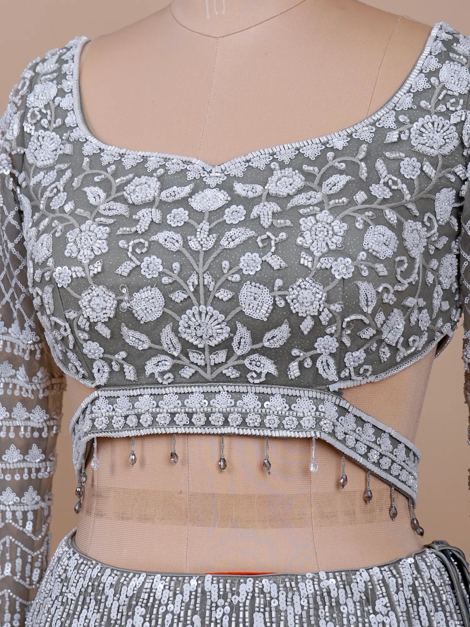 Buy Luxury Grey Net Sequins Party Wear Lehenga Online India