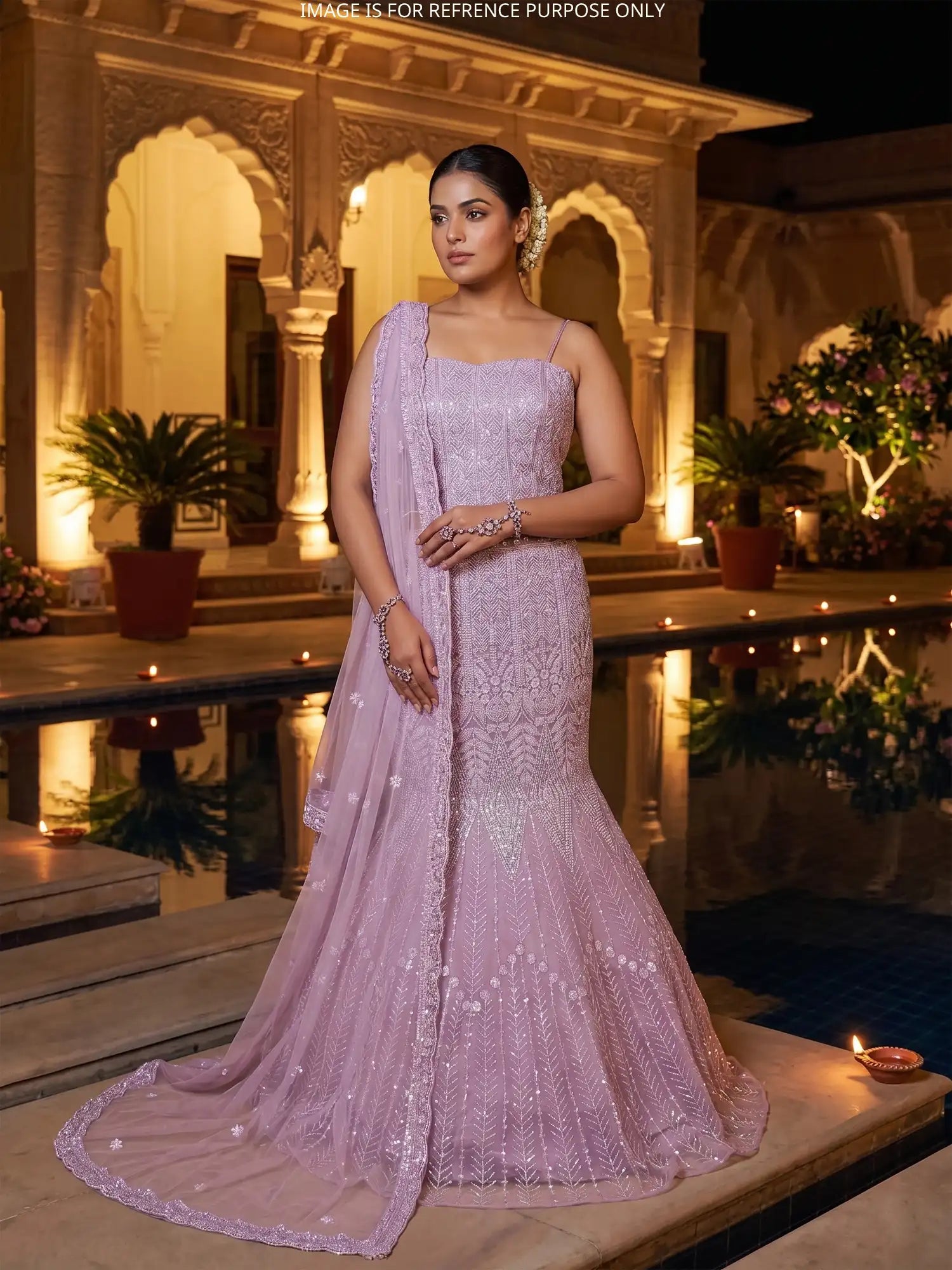 Luxury Lilac Fishcut Mermaid Lehenga For Wedding Occasions