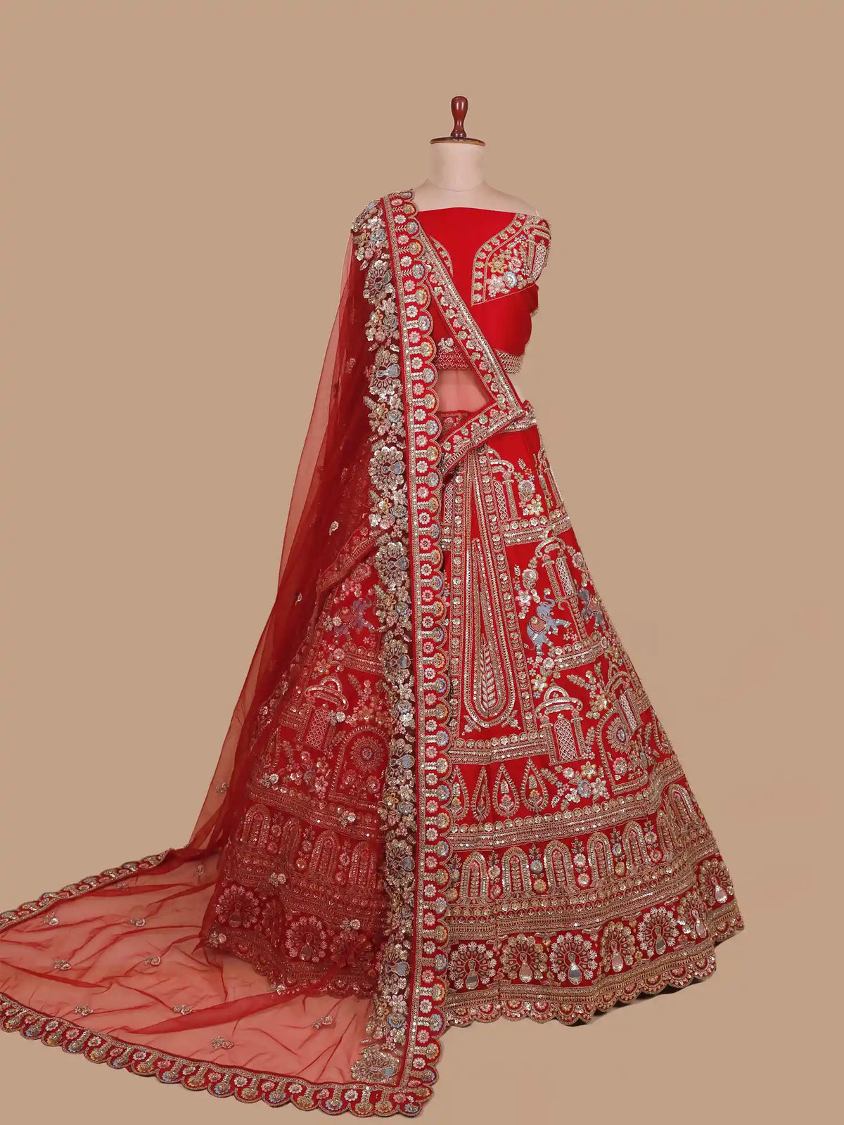 Royal Maroon Silk Bridal Lehenga Featuring Elephant and Floral Embroidery