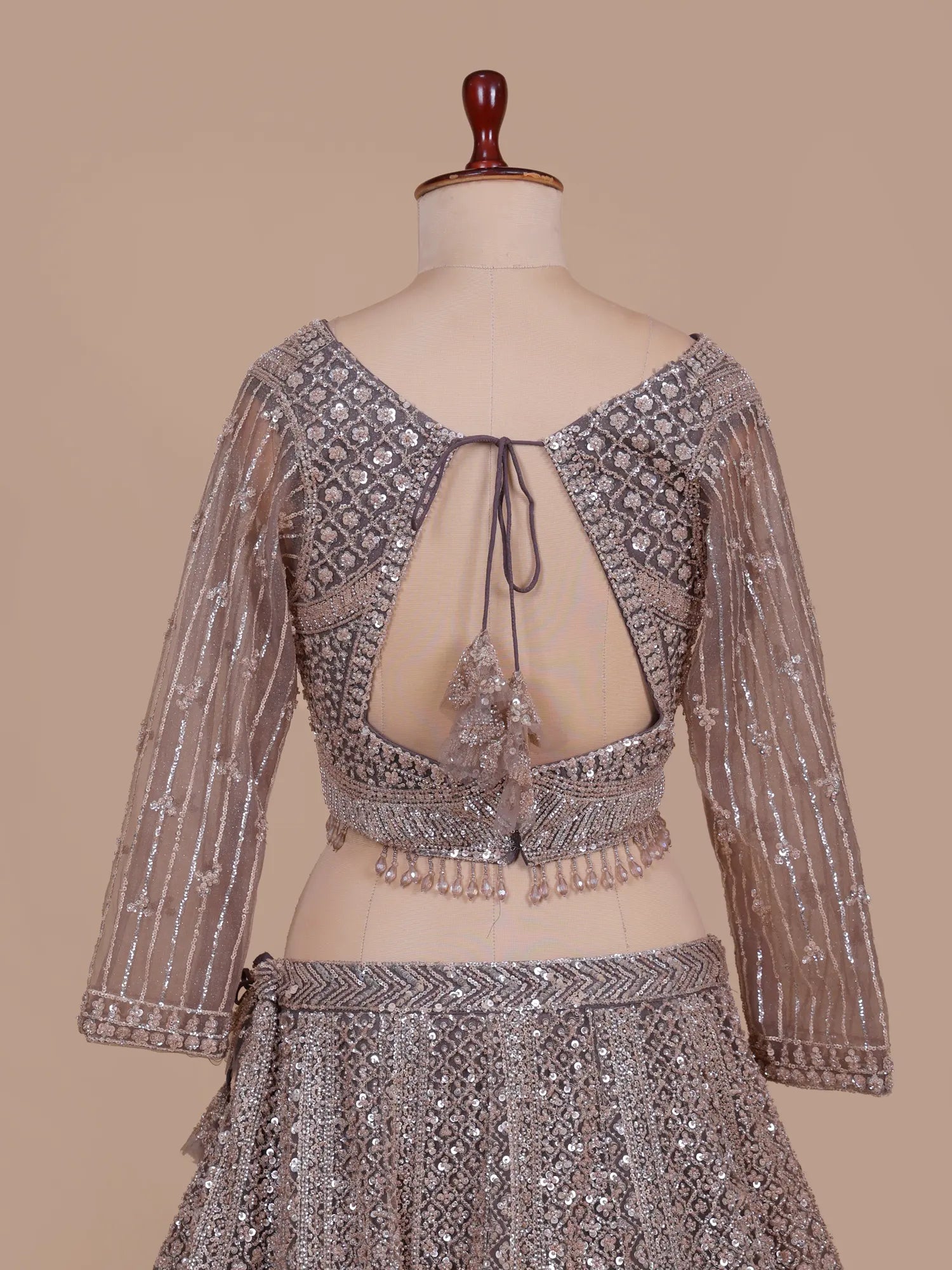 Metallic Taupe Elegant Designer Lehenga With Premium Finish