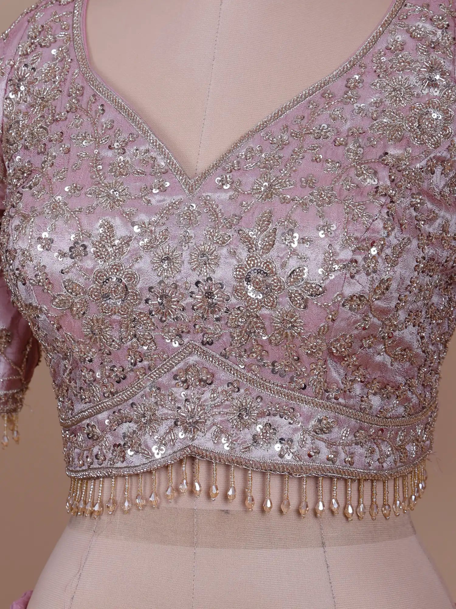 Get Onion Pink Celebration Lehenga Choli In Organza With Refined Beadwork