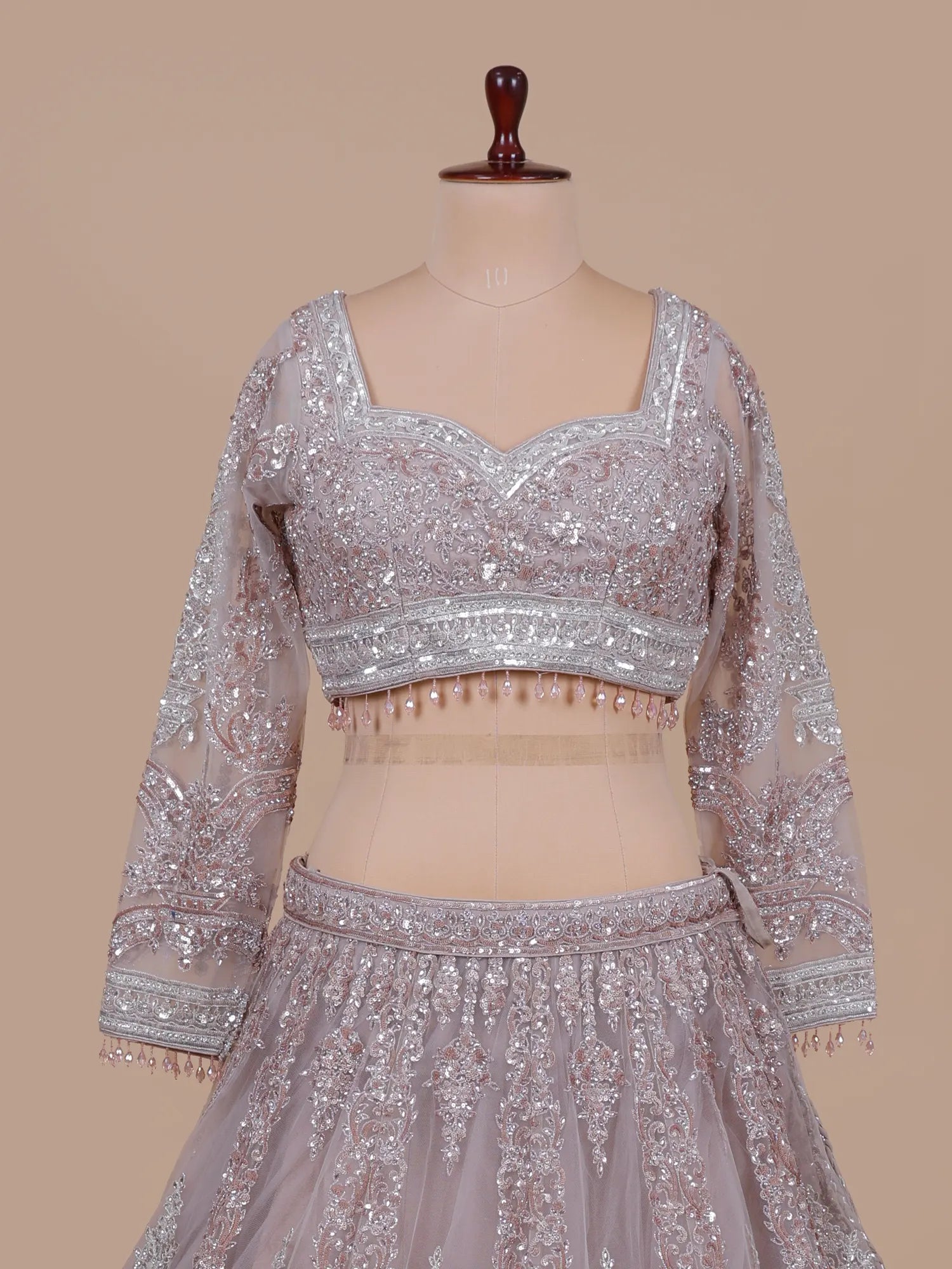Luxury Party Wear Onion Pink Net Lehenga With Diamond Work