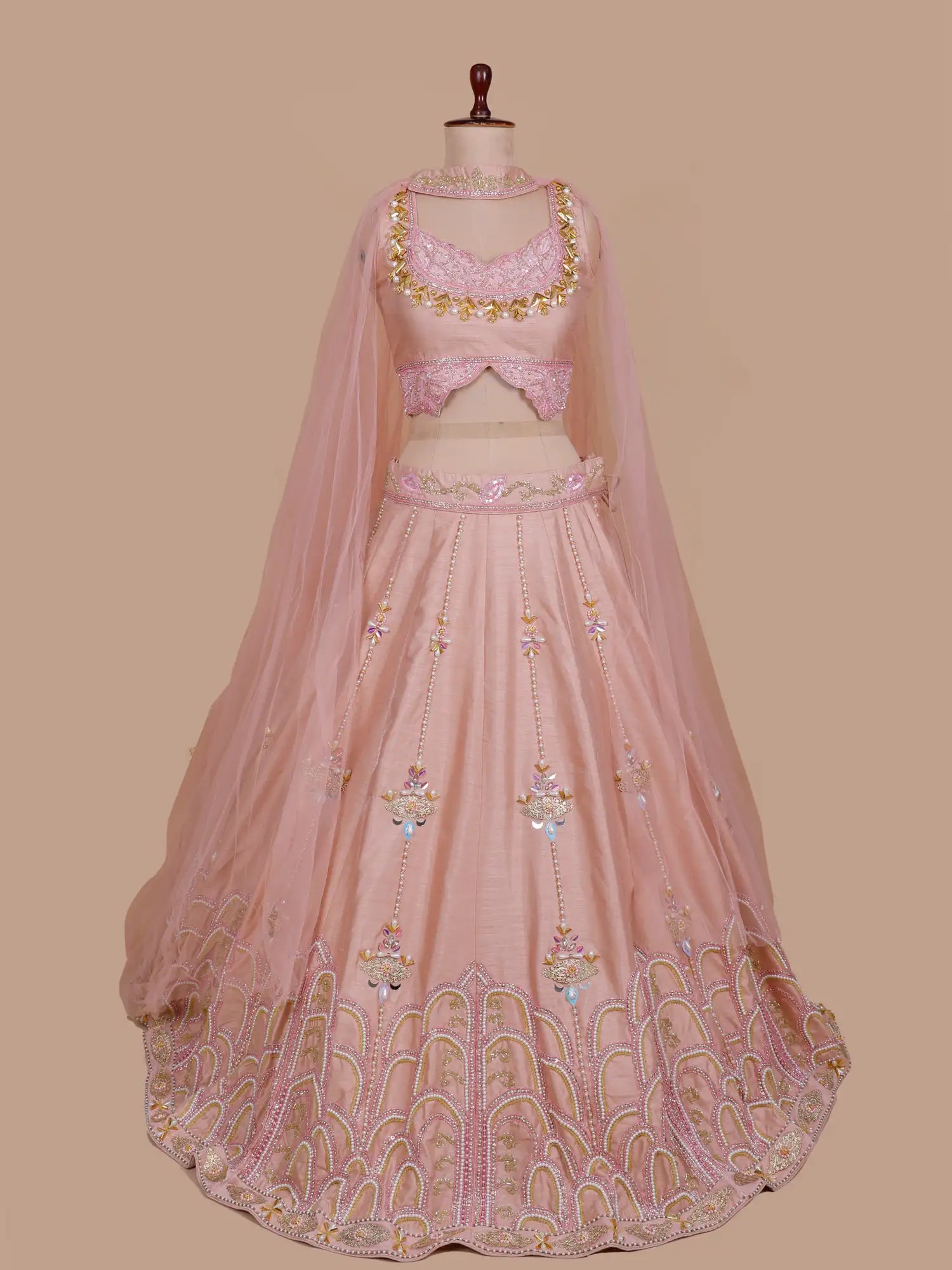 Premium Light Peach PDP Inspired Lehenga With Refined Designer Detailing