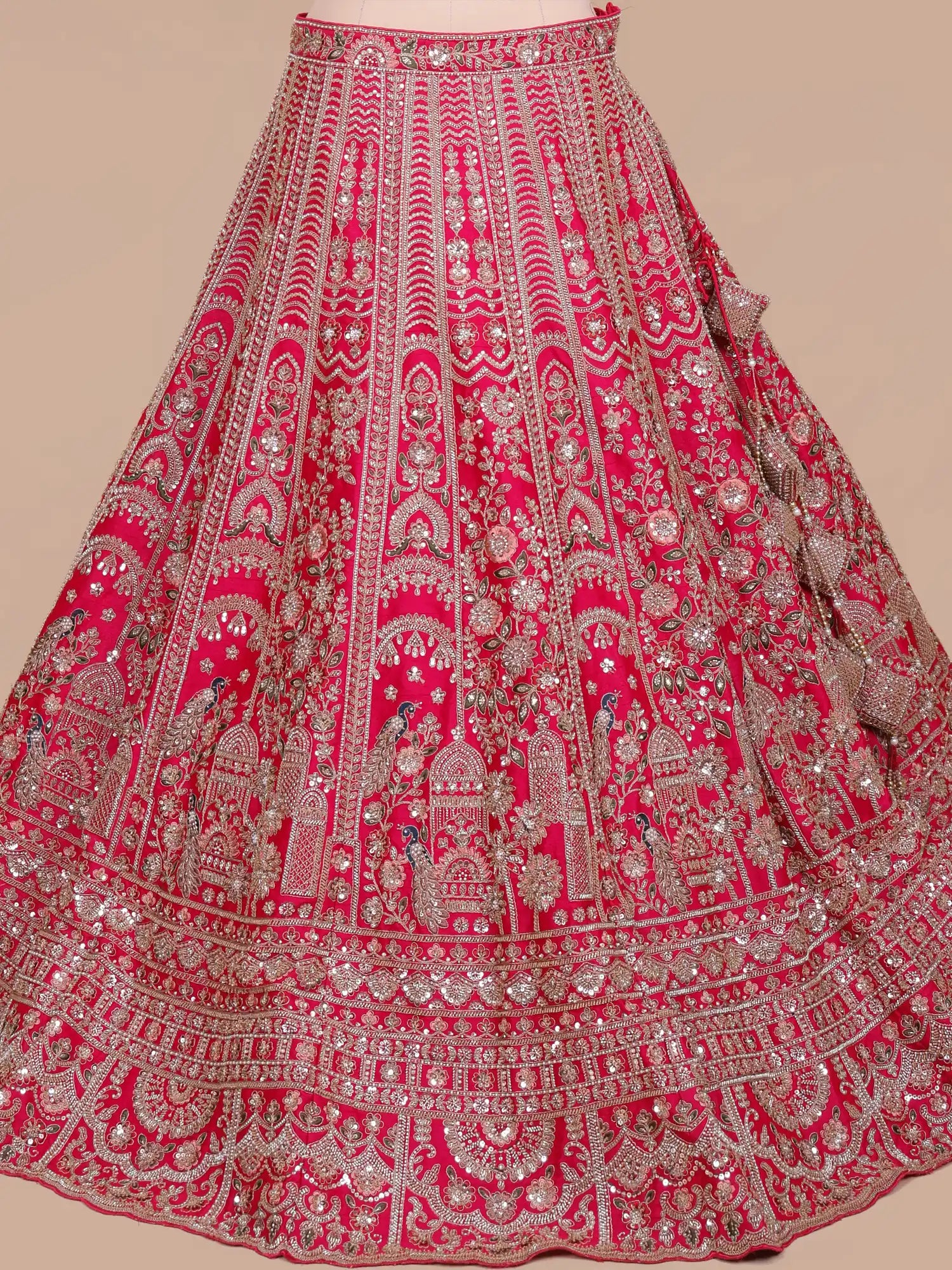Rani Luxury Silk Bridal Lehenga Enhanced By Aari Dori Craft