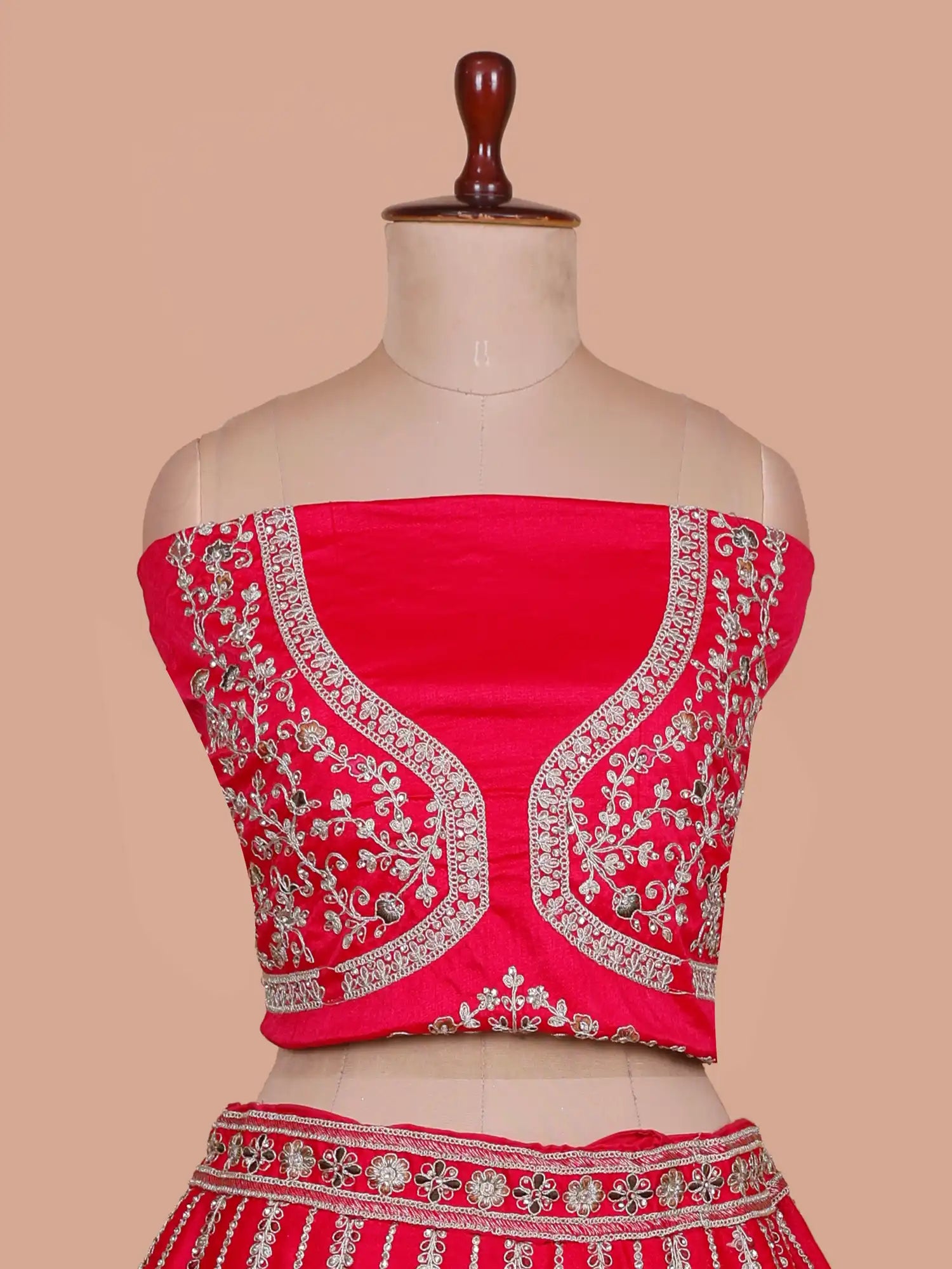 Get Rani Pink Silk Unstitched Bridal Lehenga Online With Signature Diamond Embroidery
