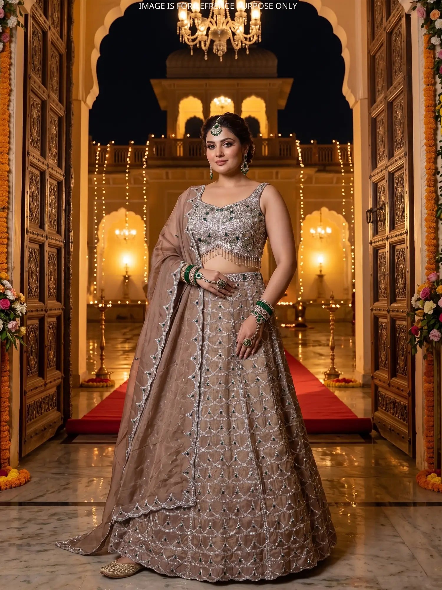 Luxury Premium Copper Shimmer Lehenga Choli Zardosi Work