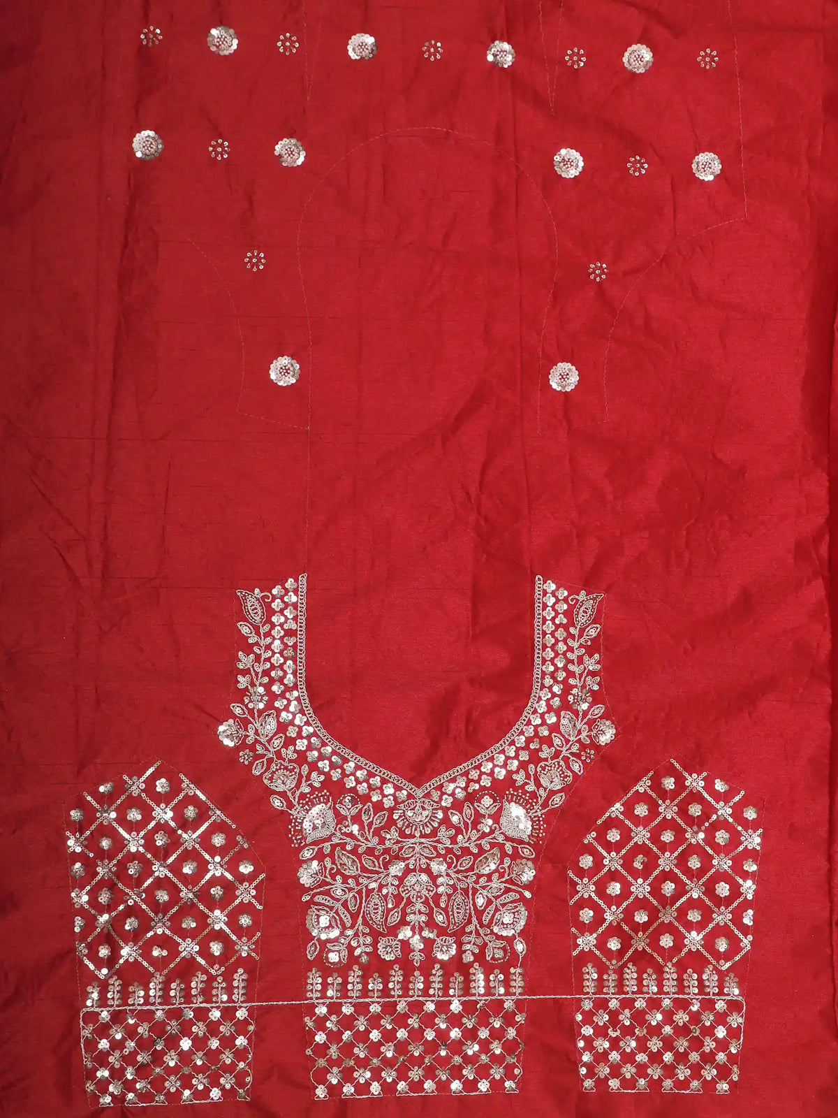 Scarlet Silk Sider Lehenga with Intricate Peacock Patterns