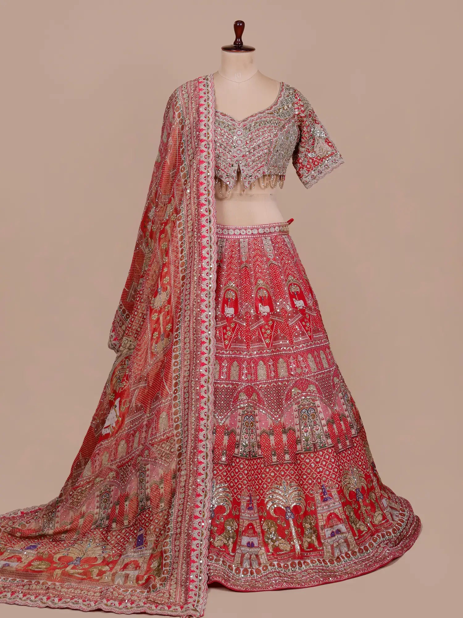 Royal Red Silk Lehenga With Premium Designer Work For Wedding Events