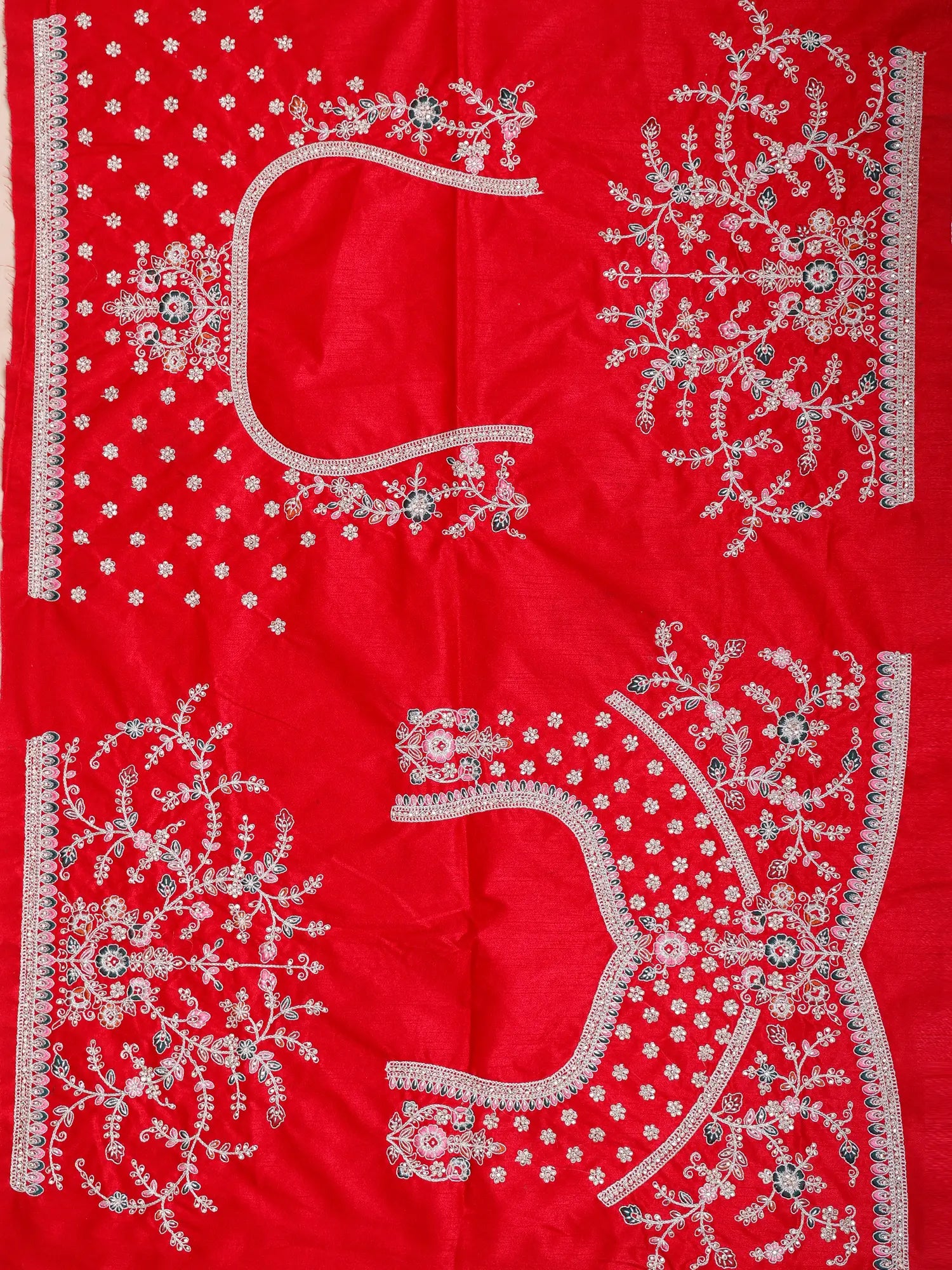 Buy red silk bridal lehenga online with heavy diamond work design