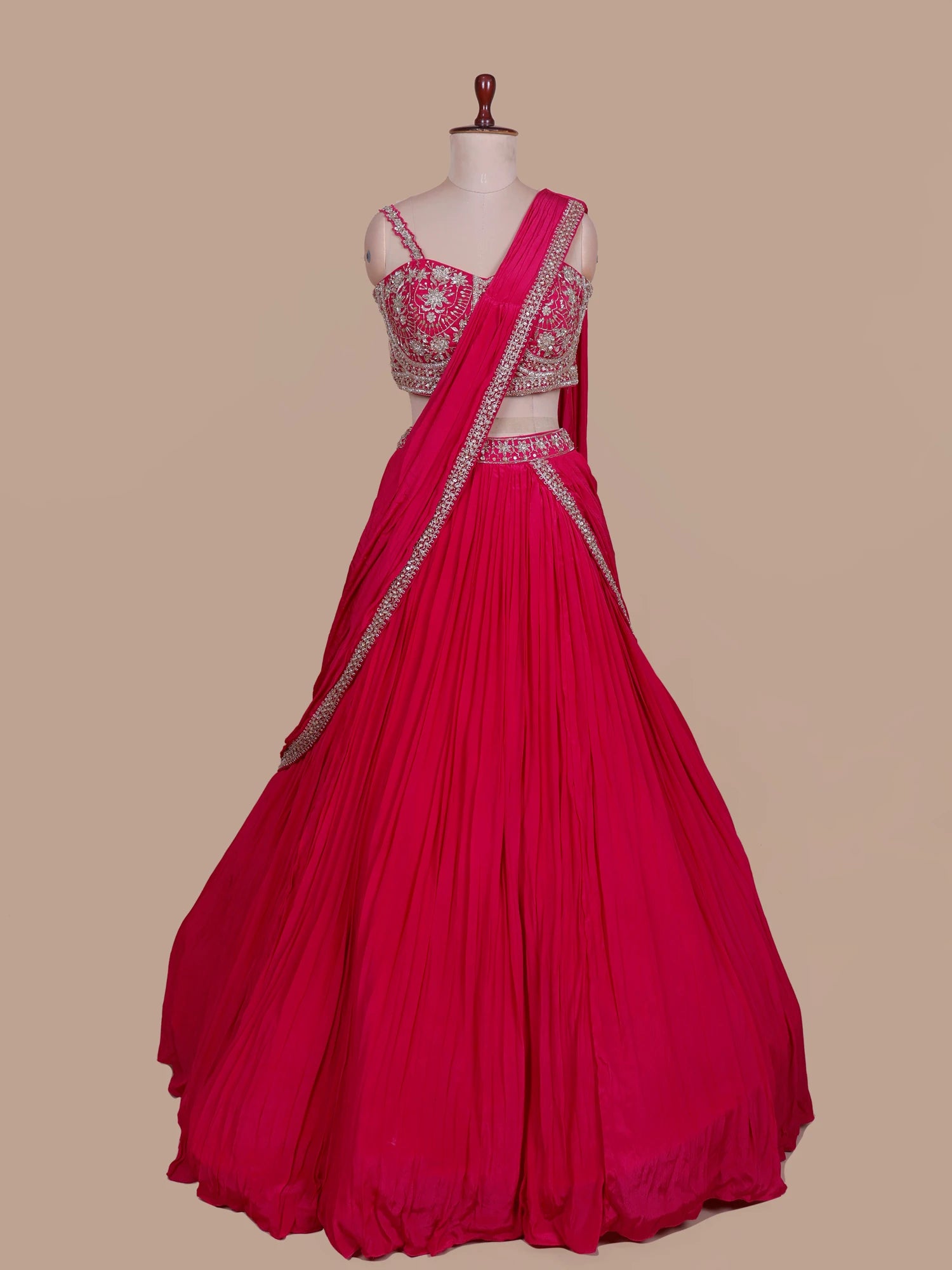 Pink Ethnic Glam Lehenga Crafted In Chinon With Elegant Sequin Work