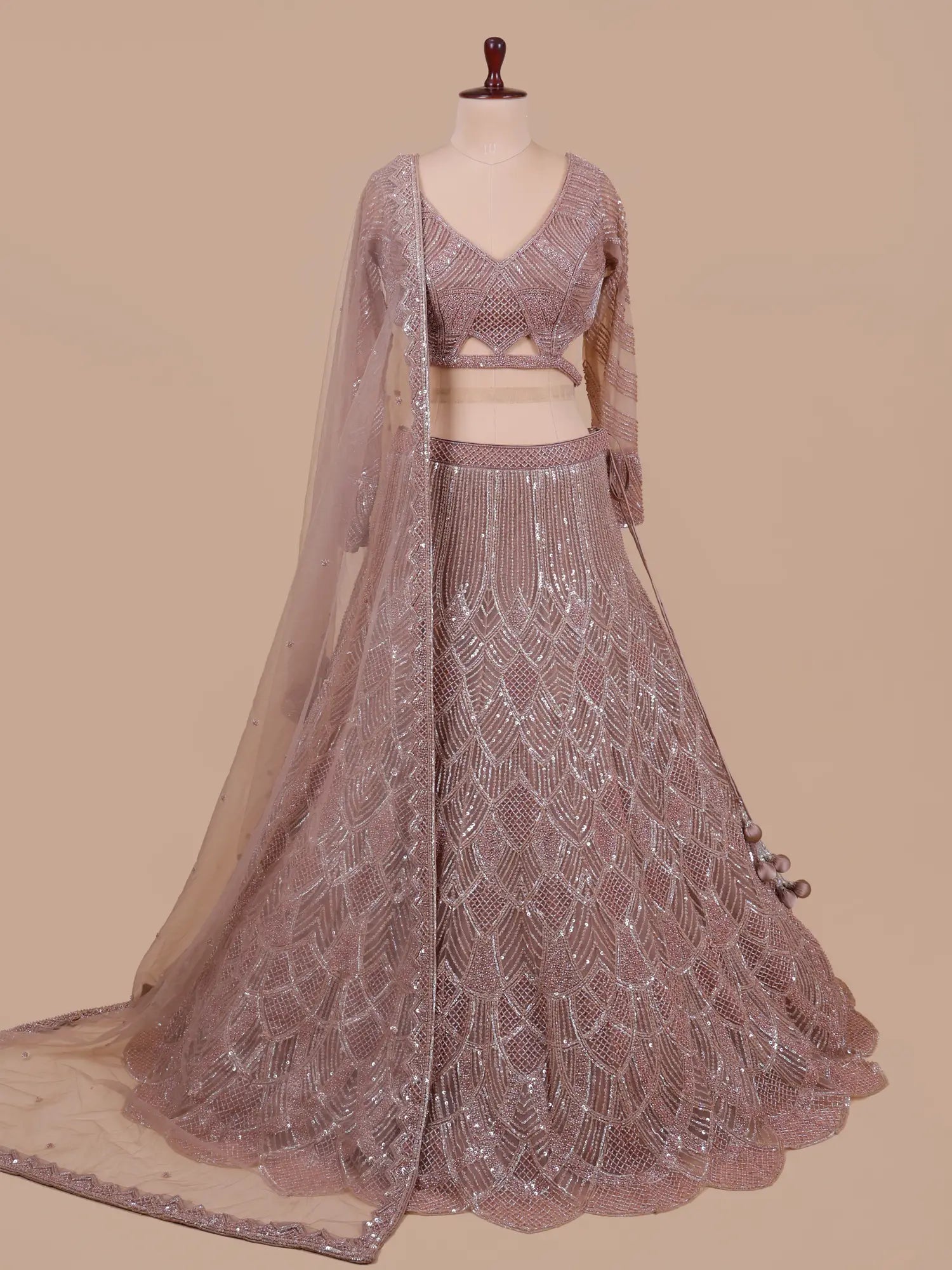 Stylish Rose Pink Designer Net Lehenga Choli With Beads Work