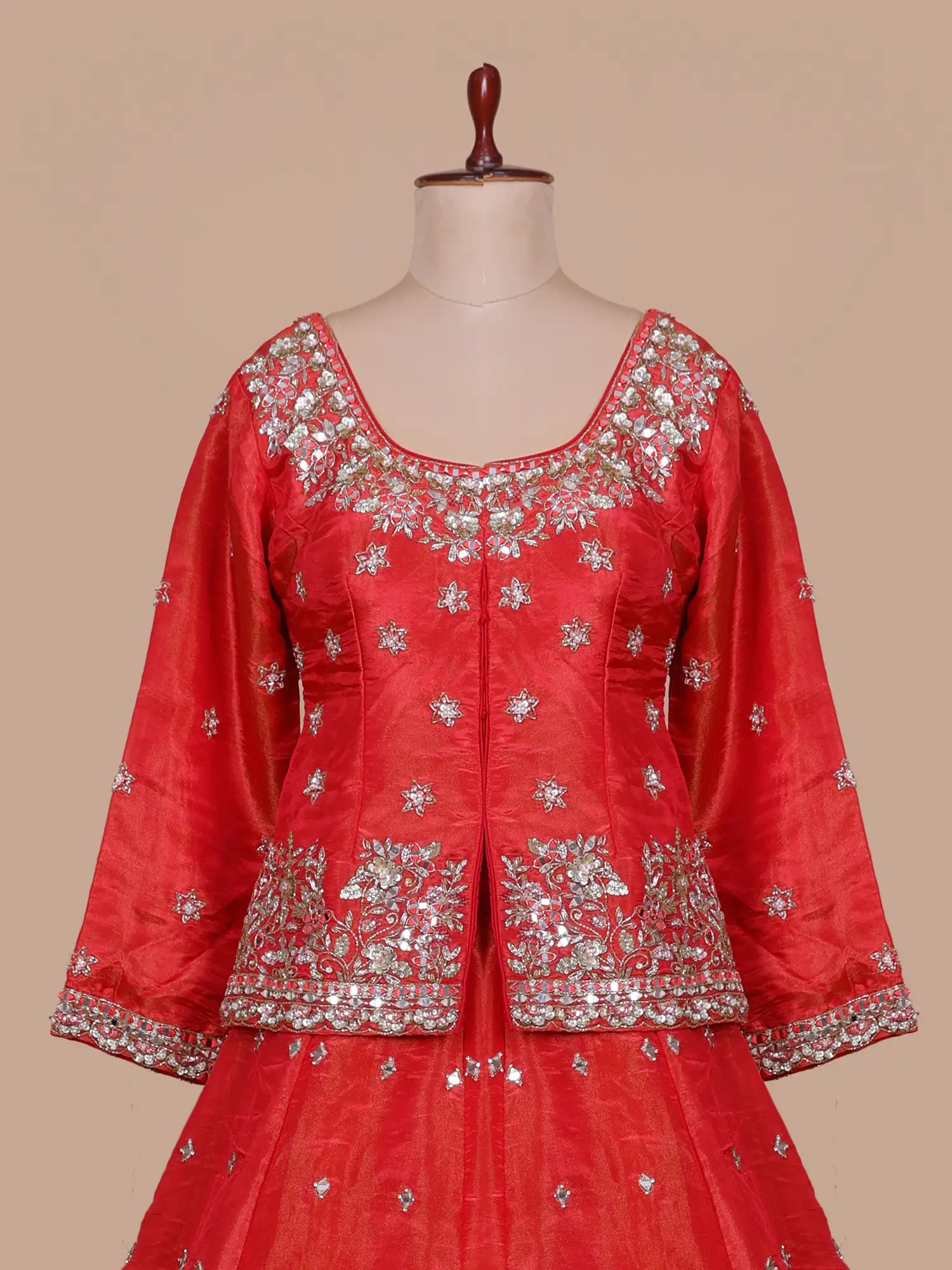 Buy Rust Orange Peplum Lehenga With Signature Mirror Work