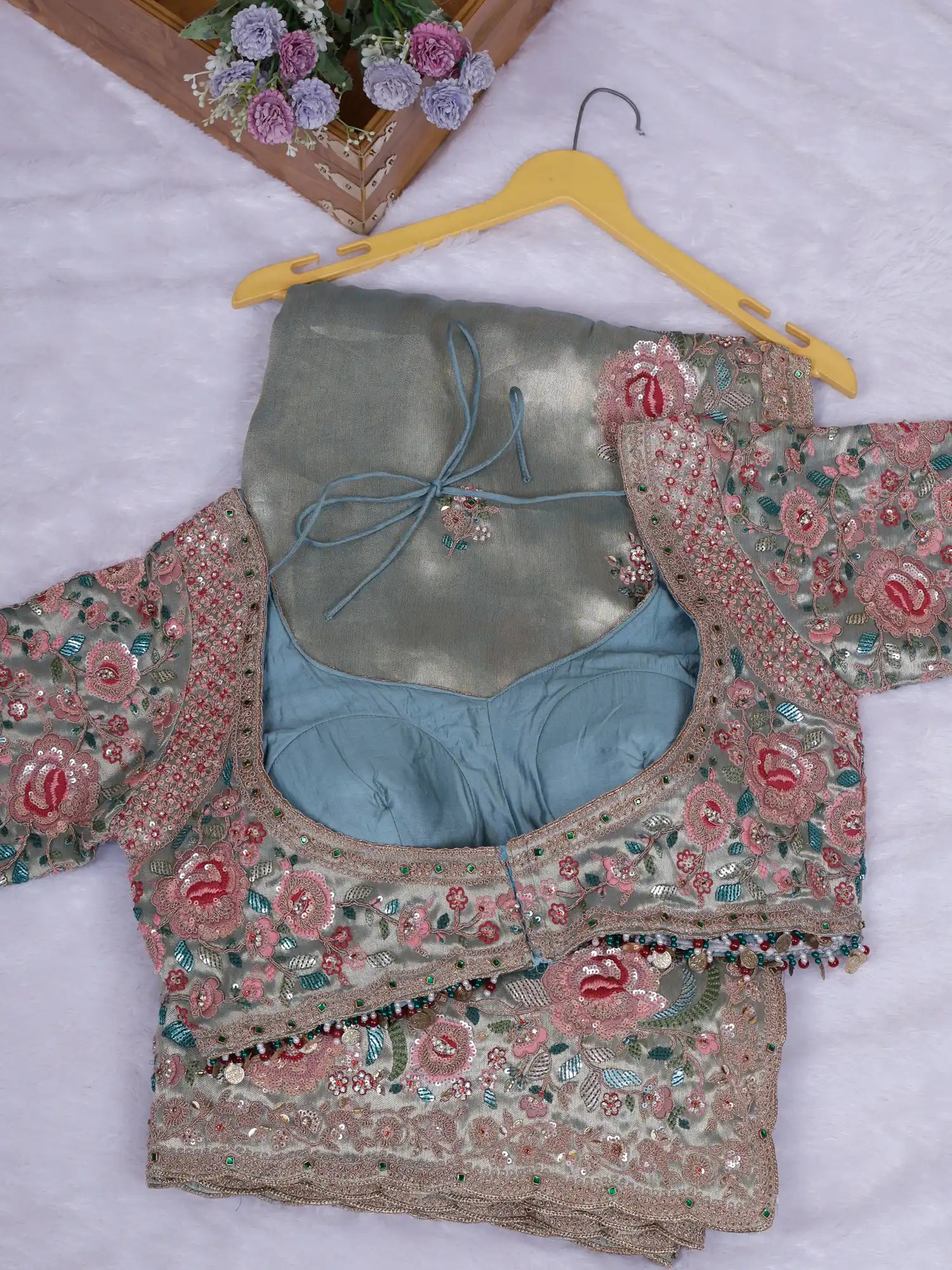 Royal Sage Green Couture Saree For Special Occasions