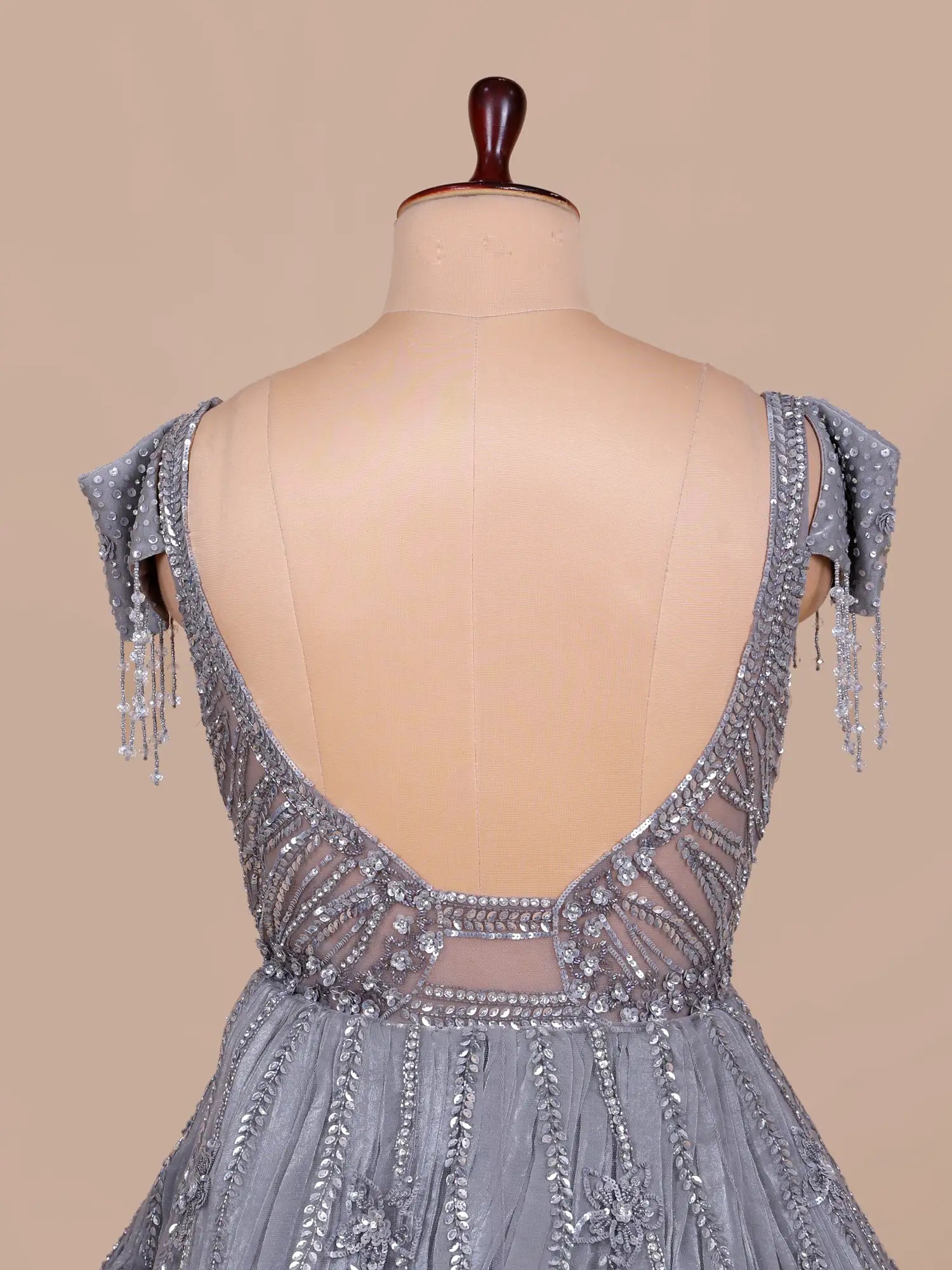 Buy Latest Designer Silver Grey Gown for Wedding Party and Special Occasions