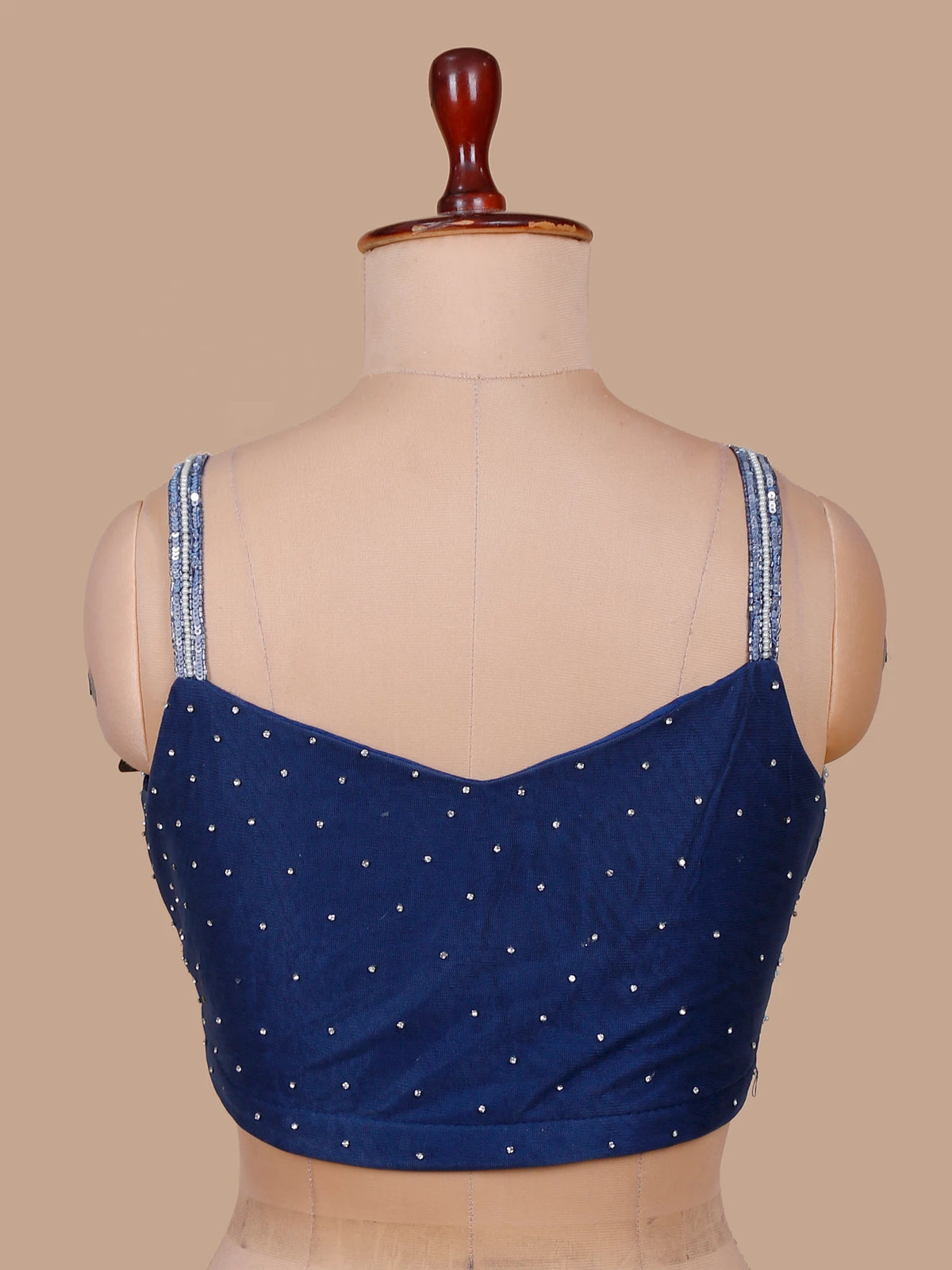 Navy Blue Sequin Mermaid Lehenga Choli with Cut Dana Floral Work
