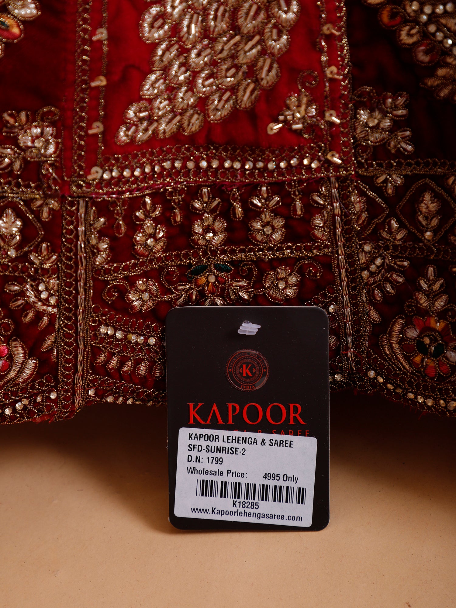 Embroidered Maroon Velvet Bridal Lehenga