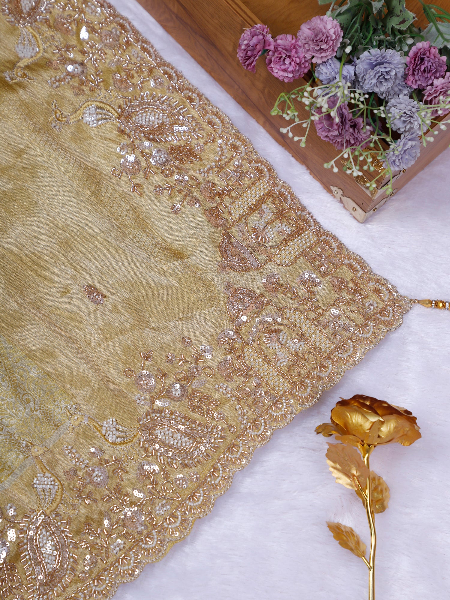 Saffron Royale Designer Mustard Silk Unstitched Saree